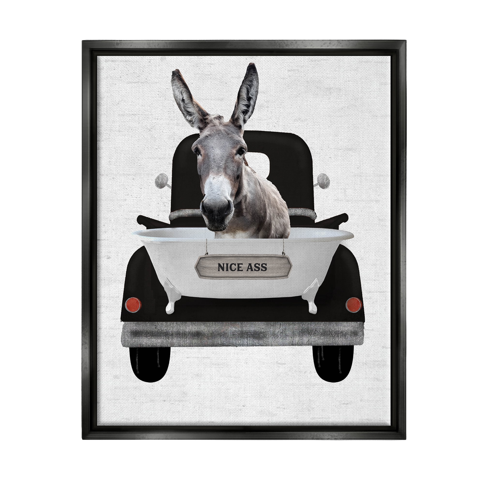 Stupell Industries Nice A** Donkey Phrase Animals & Insects Painting Black Floater Framed Art Print Wall Art, 17 x 21