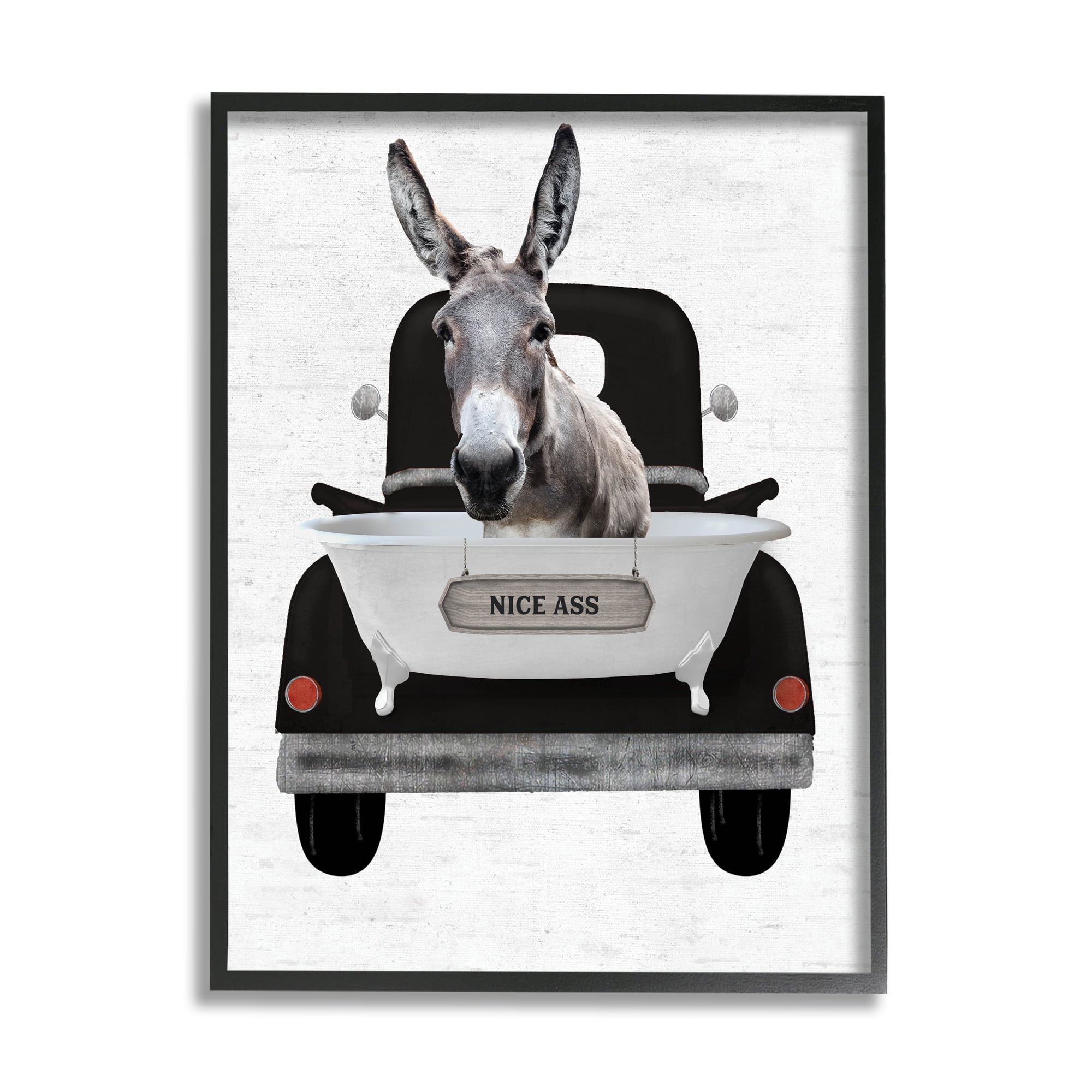 Stupell Industries Nice A** Donkey Phrase Animals & Insects Painting Black Framed Art Print Wall Art, 24 x 30