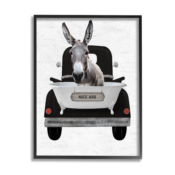 Stupell Industries Nice A** Donkey Phrase Animals & Insects Painting Black Framed Art Print Wall Art, 24 x 30