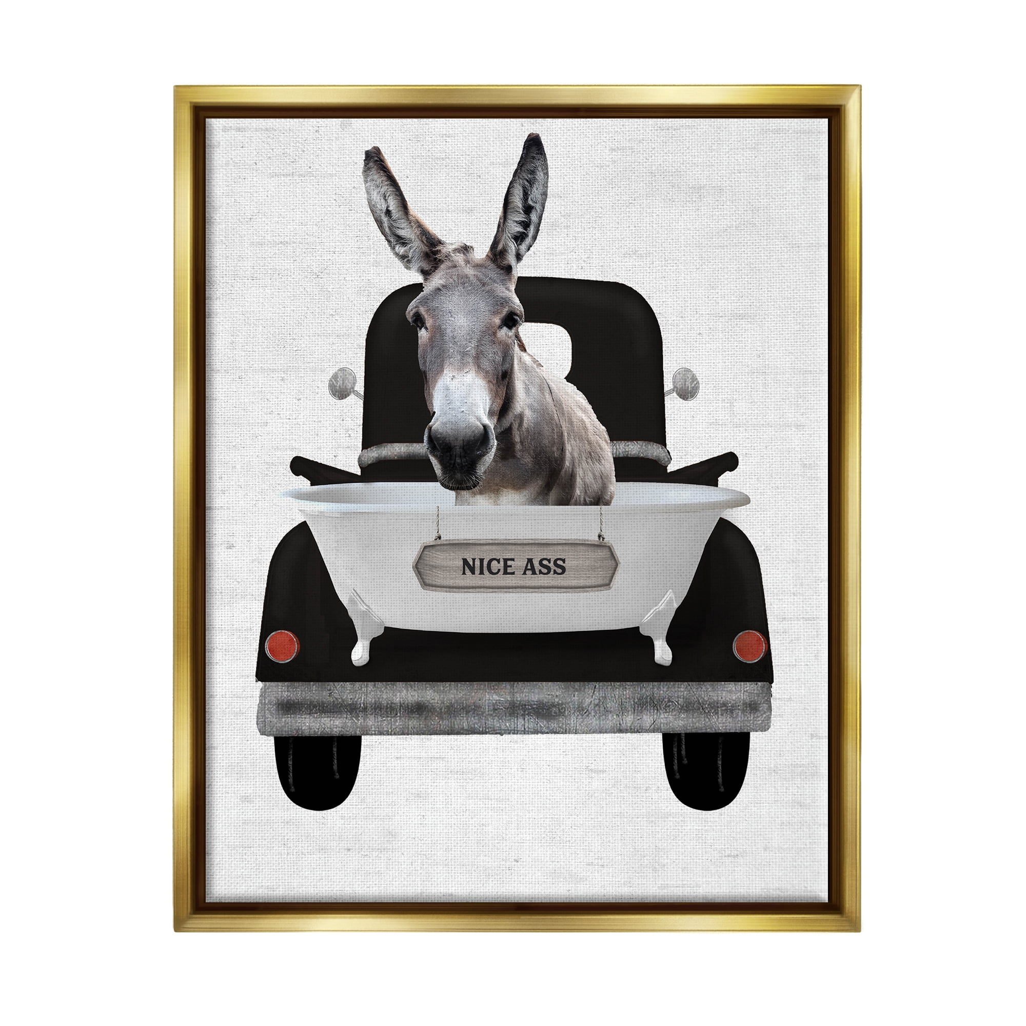 Stupell Industries Nice A** Donkey Phrase Animals & Insects Painting Gold Floater Framed Art Print Wall Art, 25 x 31
