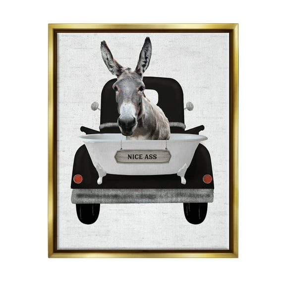 Stupell Industries Nice A** Donkey Phrase Animals & Insects Painting Gold Floater Framed Art Print Wall Art, 25 x 31