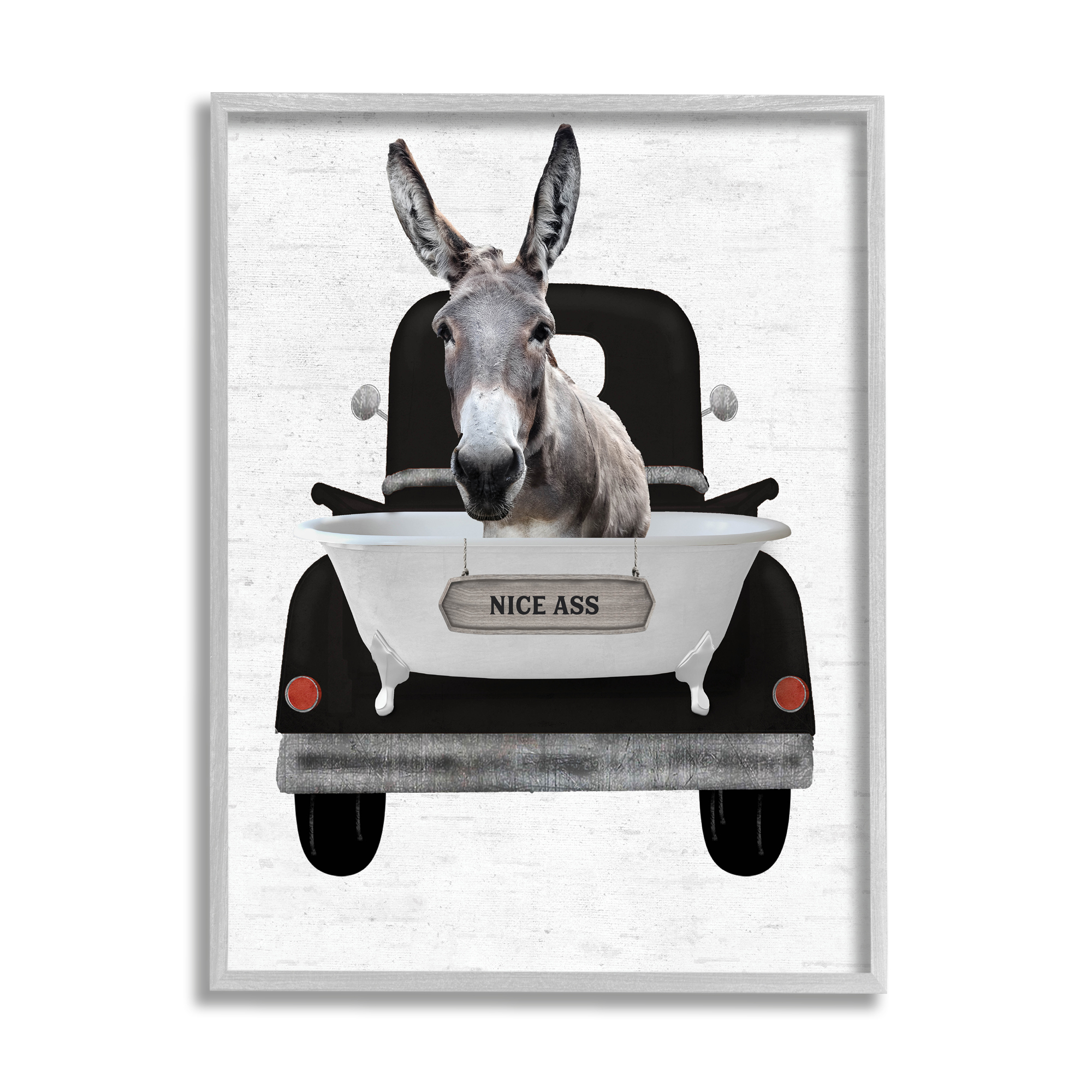 Stupell Industries Nice A** Donkey Phrase Animals & Insects Painting Gray Framed Art Print Wall Art, 24 x 30