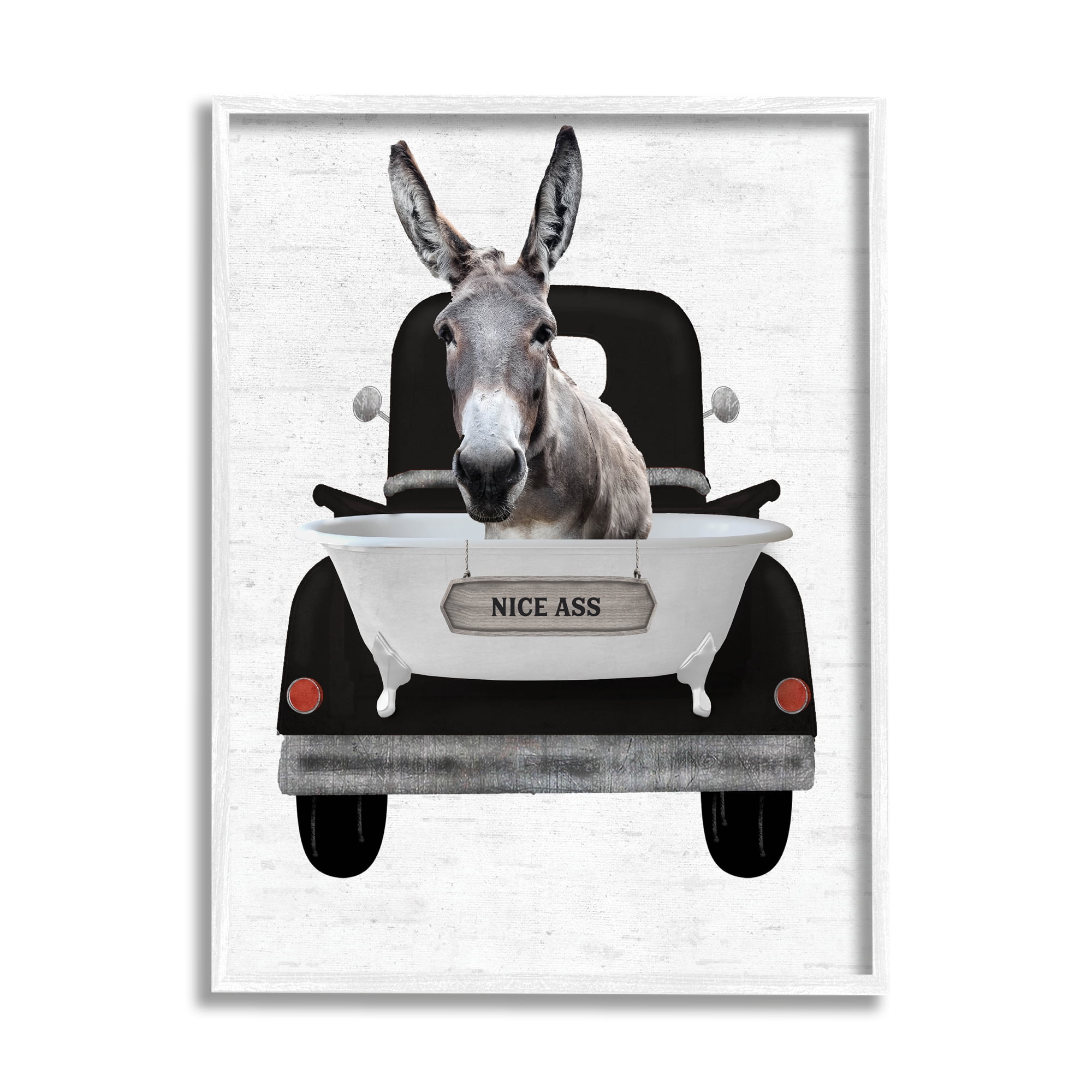 Stupell Industries Nice A** Donkey Phrase Animals & Insects Painting White Framed Art Print Wall Art, 16 x 20