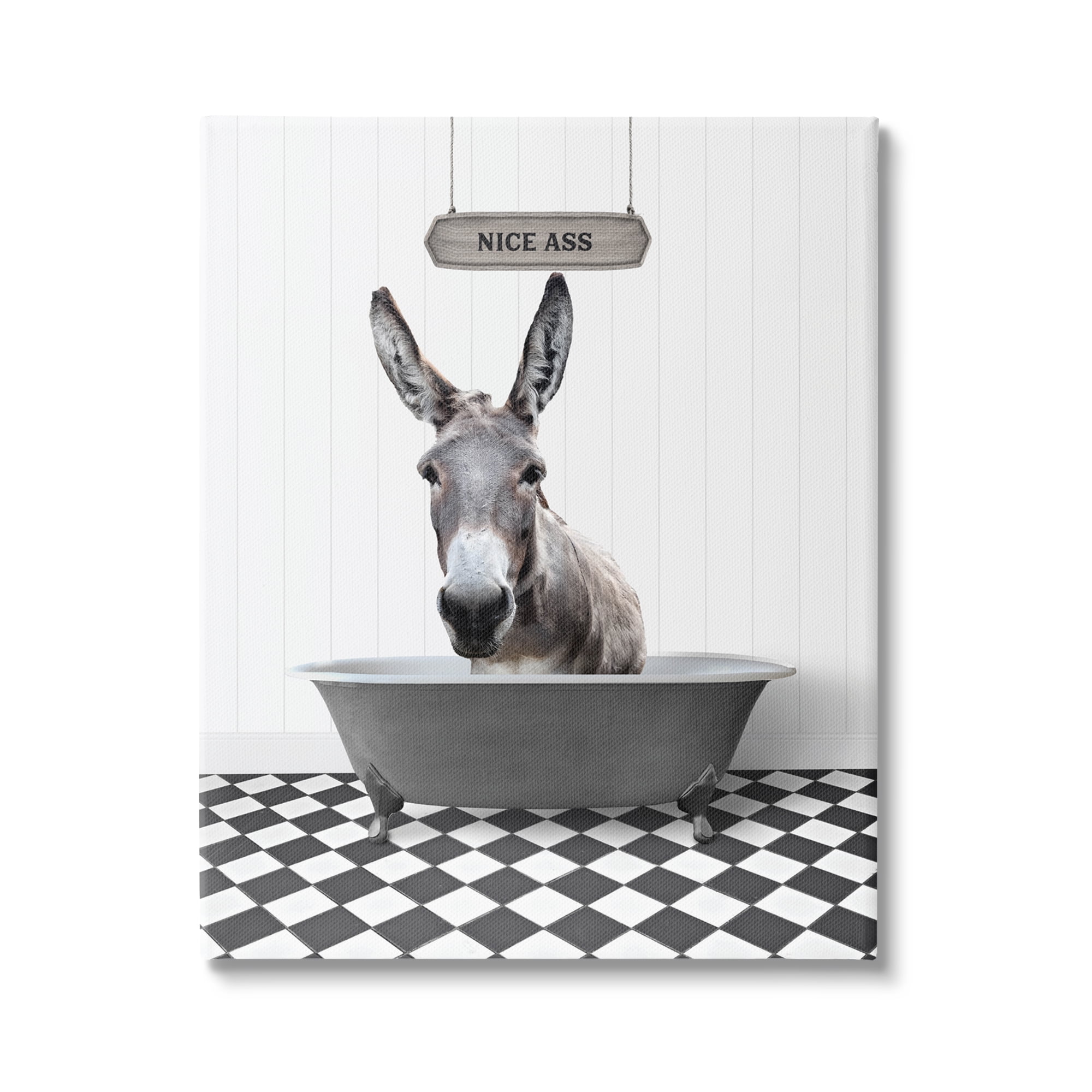 Stupell Industries Nice A** Funny Donkey Animals & Insects Painting Gallery Wrapped Canvas Print Wall Art, 16 x 20