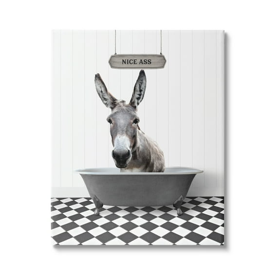 Stupell Industries Nice A** Funny Donkey Animals & Insects Painting Gallery Wrapped Canvas Print Wall Art, 16 x 20