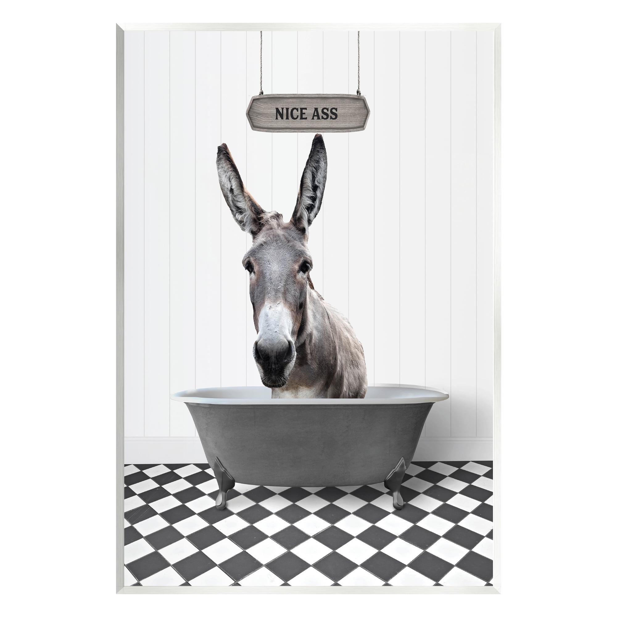 Stupell Industries Nice A** Funny Donkey Animals & Insects Painting Unframed Art Print Wall Art, 13 x 19