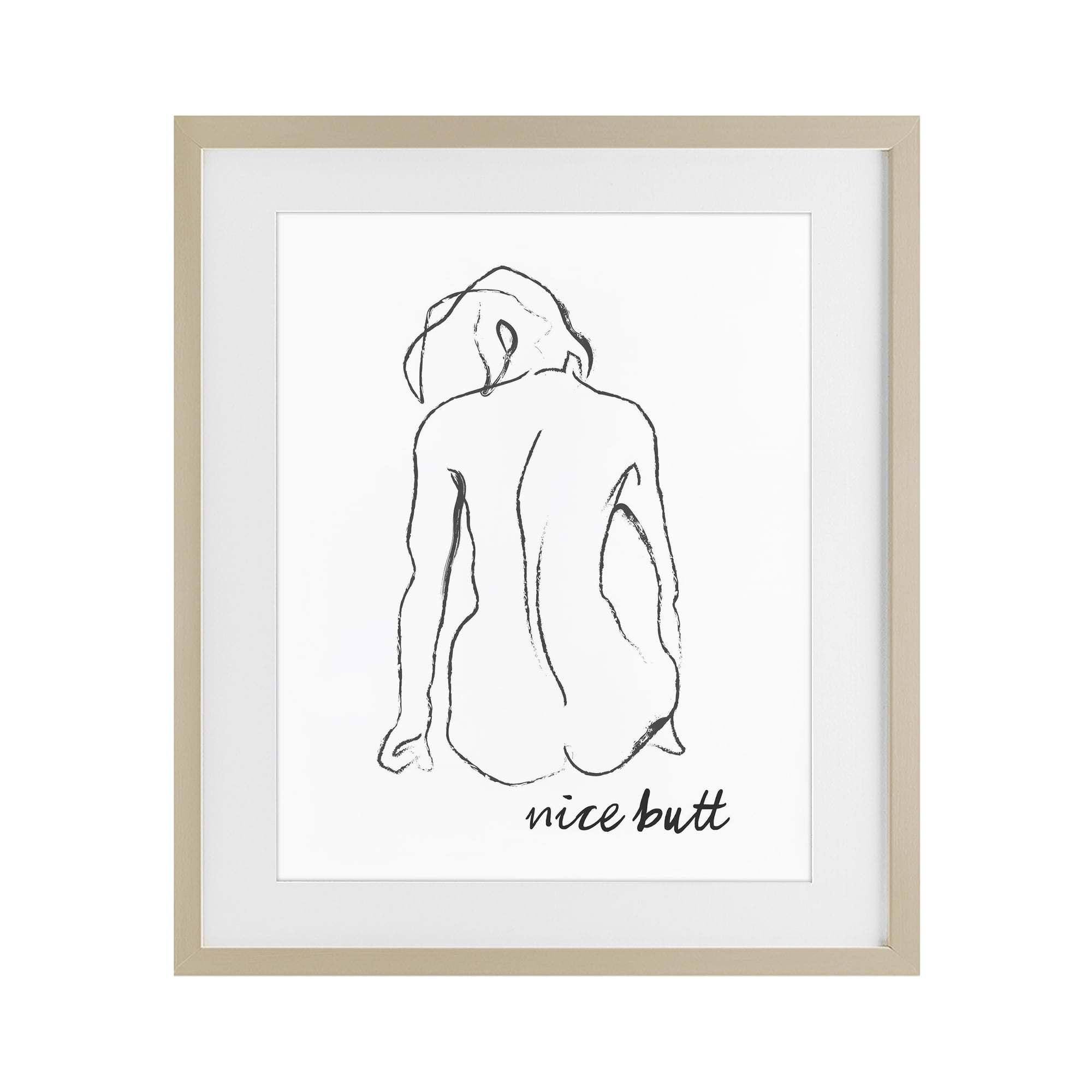Stupell Industries Nice Butt Bathroom Refresh Birch Framed Print Under Glass, design by Lettered and Lined