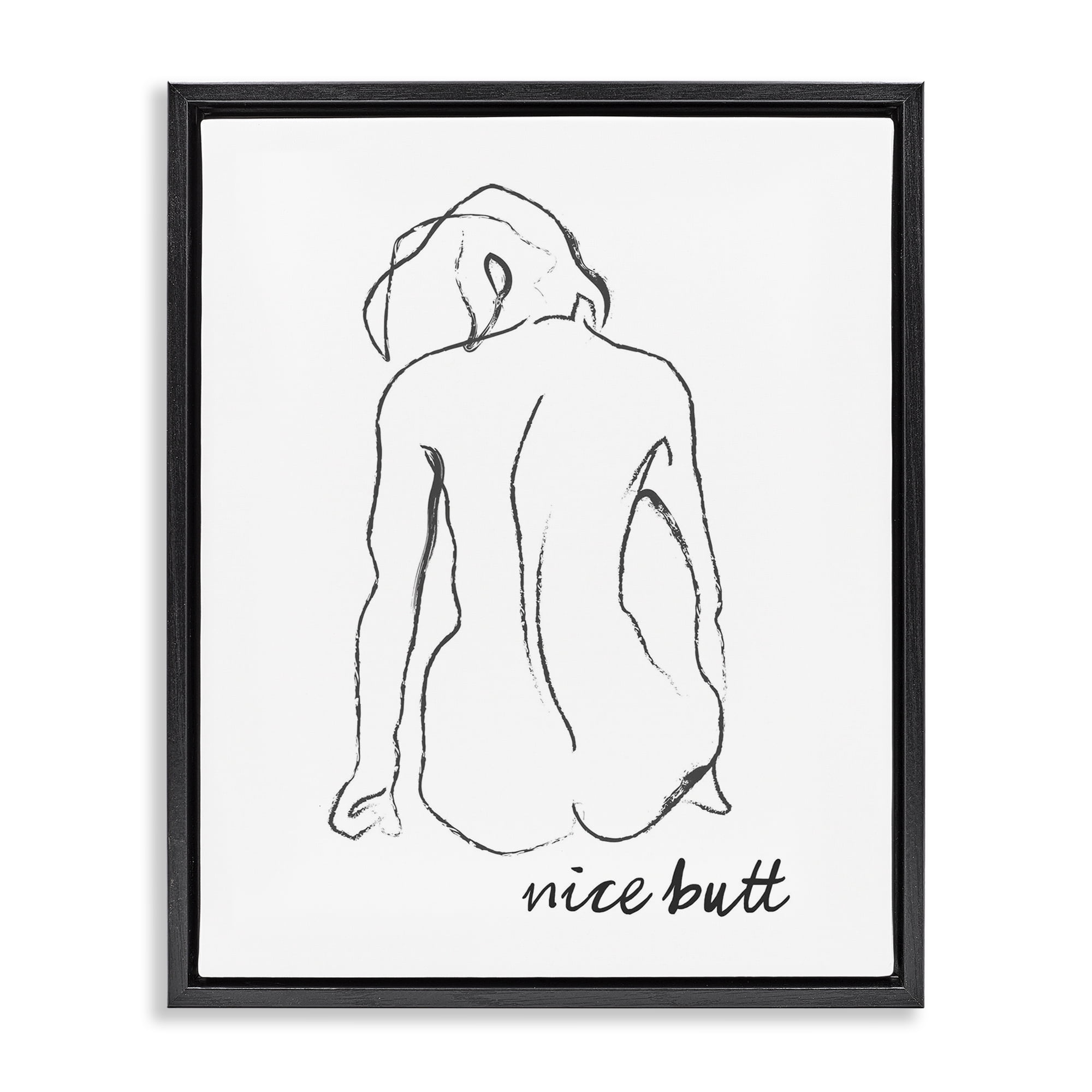 Stupell Industries Nice Butt Bathroom Refresh Black Framed Floater Canvas Wall Art, design by Lettered and Lined