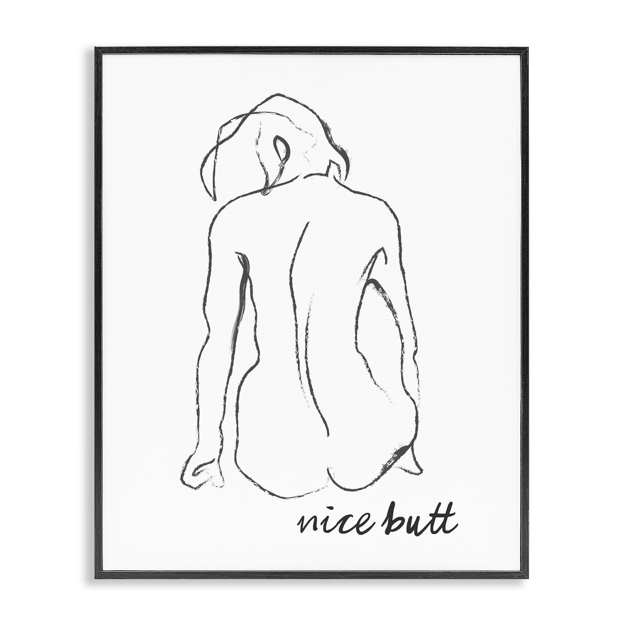 Stupell Industries Nice Butt Bathroom Refresh Black Framed Giclee Art, design by Lettered and Lined