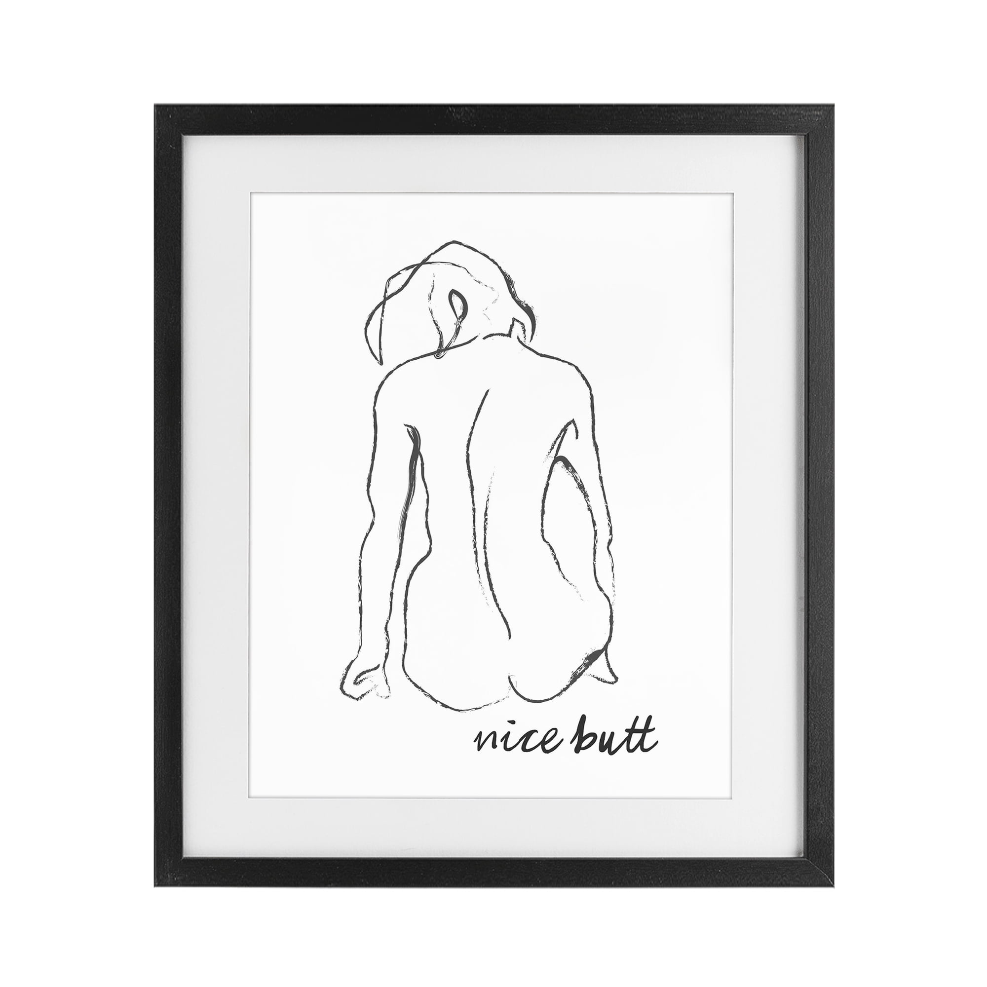 Stupell Industries Nice Butt Bathroom Refresh Black Framed Print Under Glass, design by Lettered and Lined