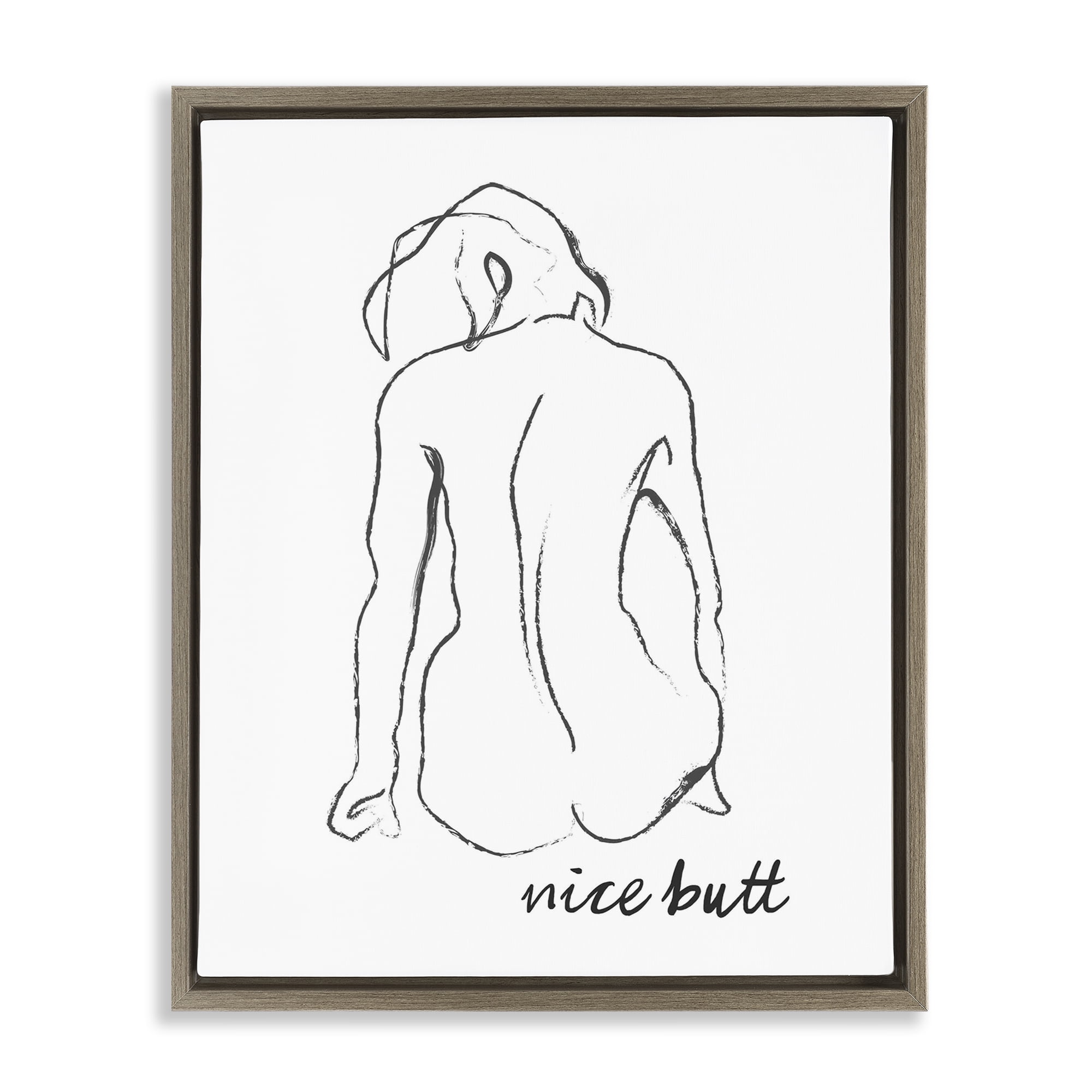 Stupell Industries Nice Butt Bathroom Refresh Brown Framed Floater Canvas Wall Art, design by Lettered and Lined