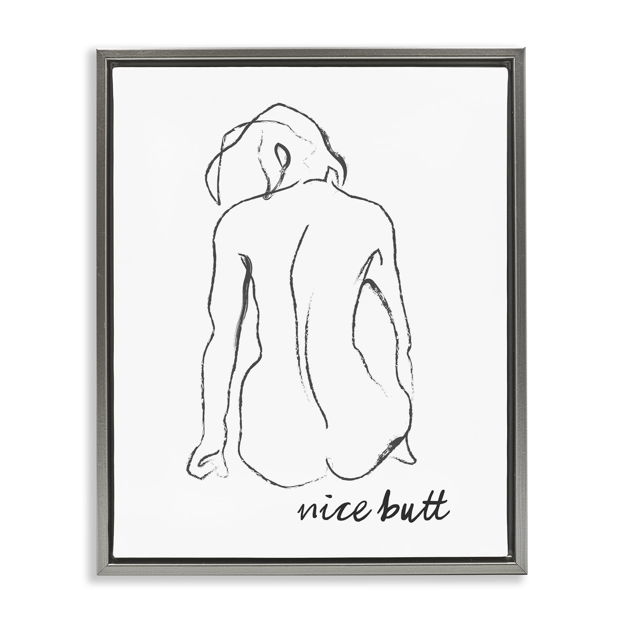 Stupell Industries Nice Butt Bathroom Refresh Gray Framed Floater Canvas Wall Art, design by Lettered and Lined