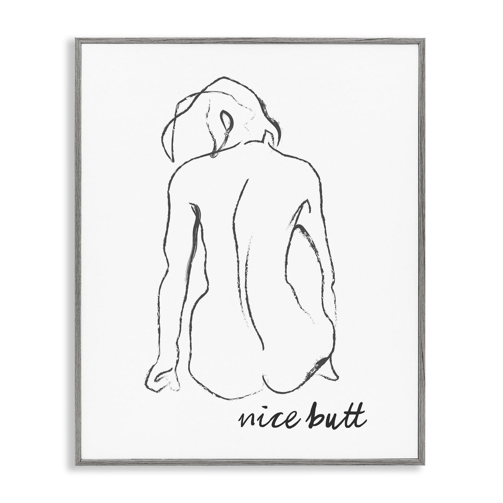 Stupell Industries Nice Butt Bathroom Refresh Gray Framed Giclee Art, design by Lettered and Lined