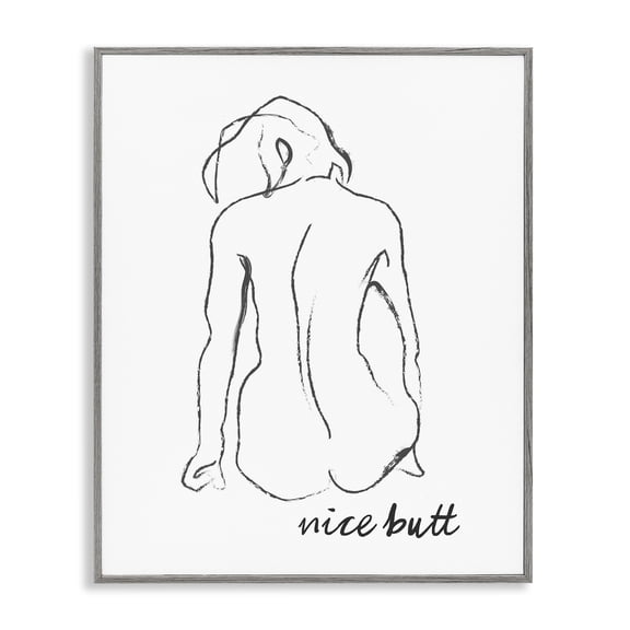 Stupell Industries Nice Butt Bathroom Refresh Gray Framed Giclee Art, design by Lettered and Lined