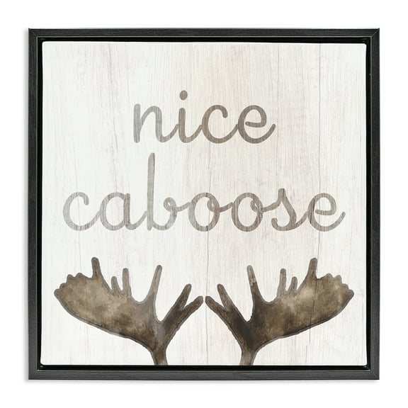 Nice Caboose Bathroom Moose Antlers Black Floating Frame Canvas Art, 25 x 25, Made In USA