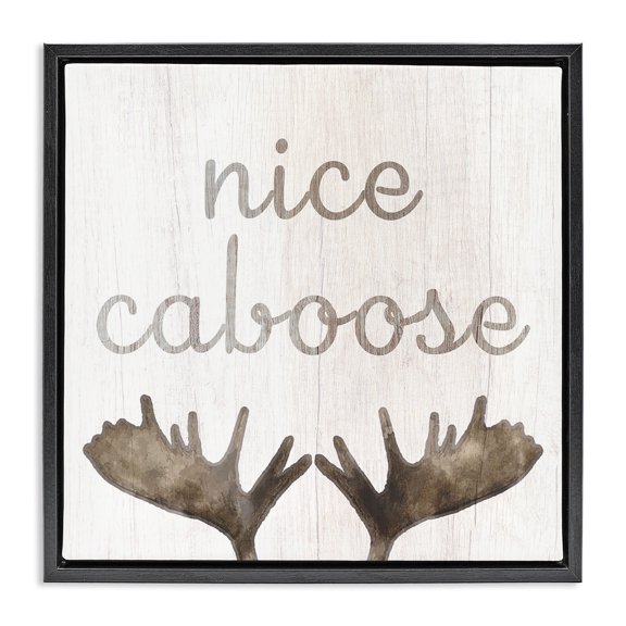 Stupell Industries Rustic Lodge Nice Caboose Bathroom Moose Antlers Black Floating Frame Canvas Art, 25 x 25, by Lil' Rue