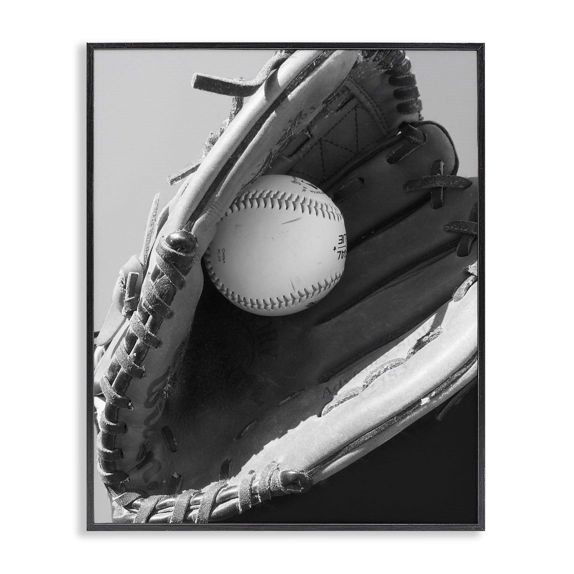 Stupell Industries Nice Catch Baseball Black Framed Giclee Art, design by Marcus Prime