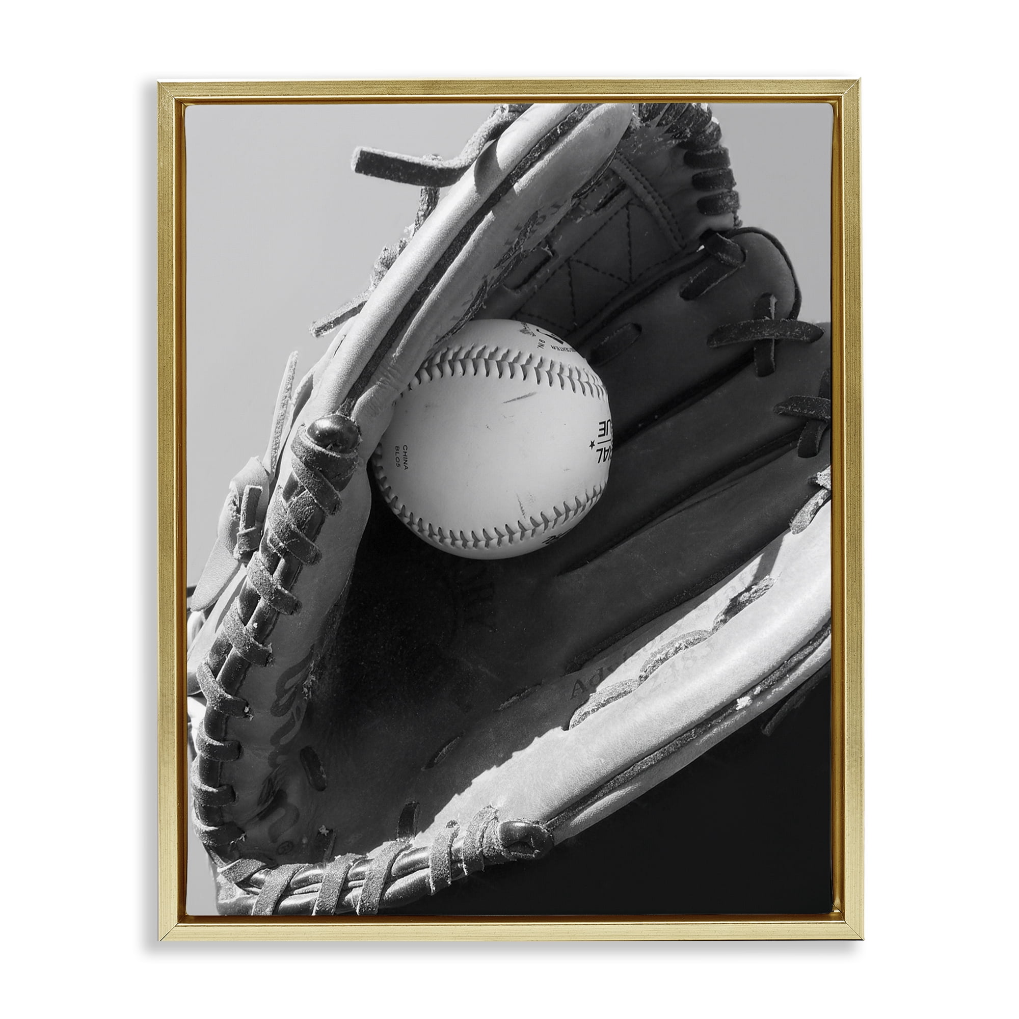 Stupell Industries Nice Catch Baseball Gold Framed Floater Canvas Wall Art, design by Marcus Prime