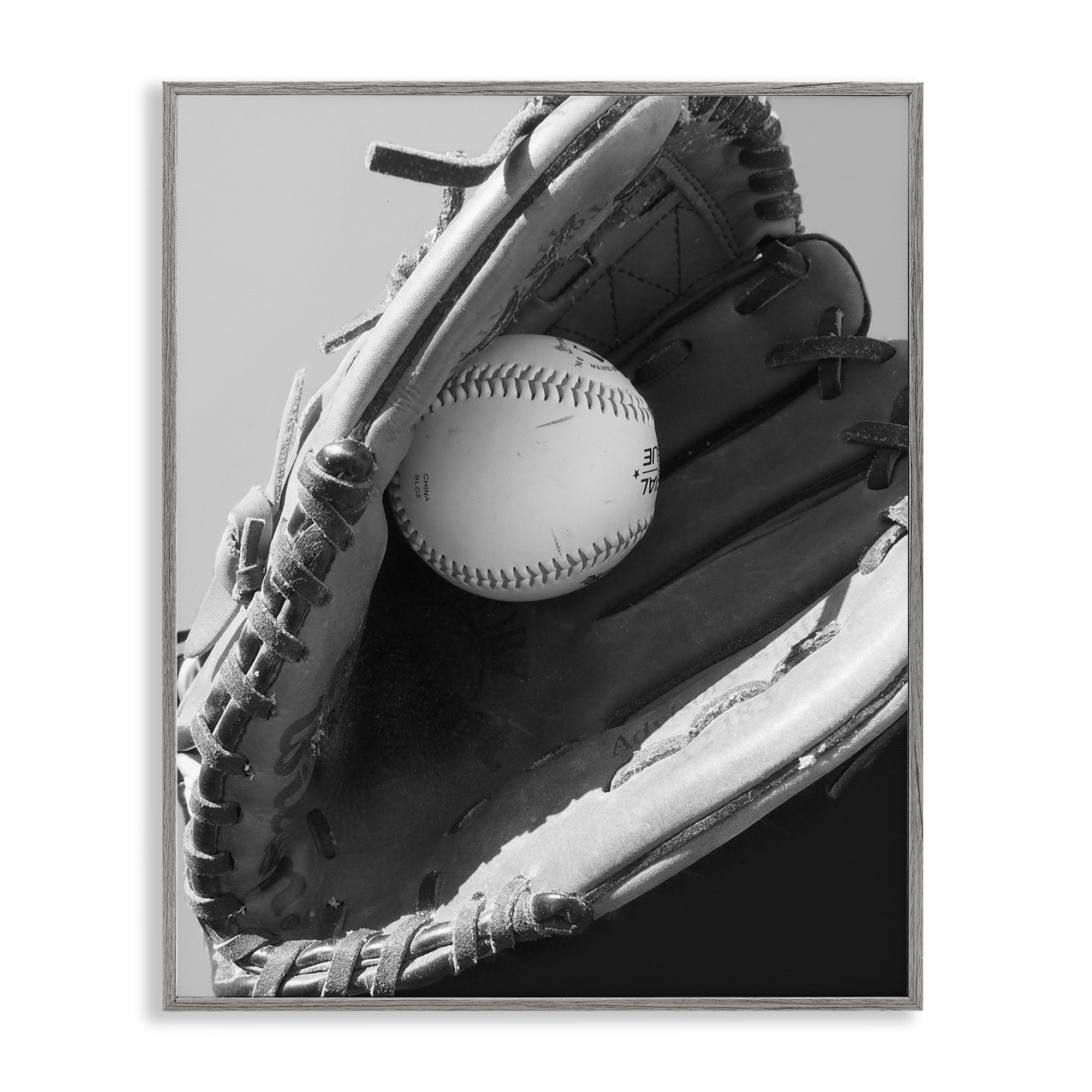 Stupell Industries Nice Catch Baseball Gray Framed Giclee Art, design by Marcus Prime