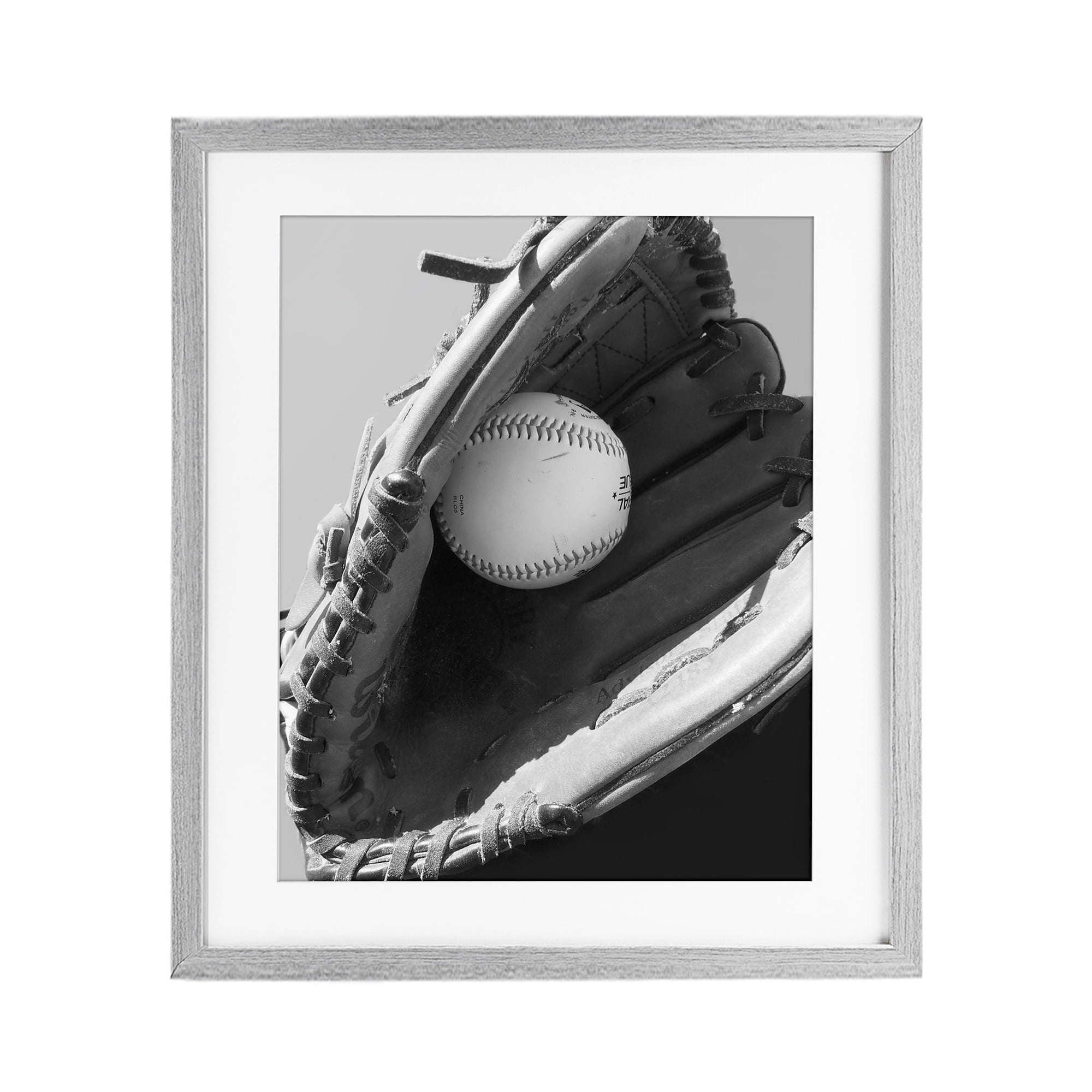 Stupell Industries Nice Catch Baseball Gray Framed Print Under Glass, design by Marcus Prime