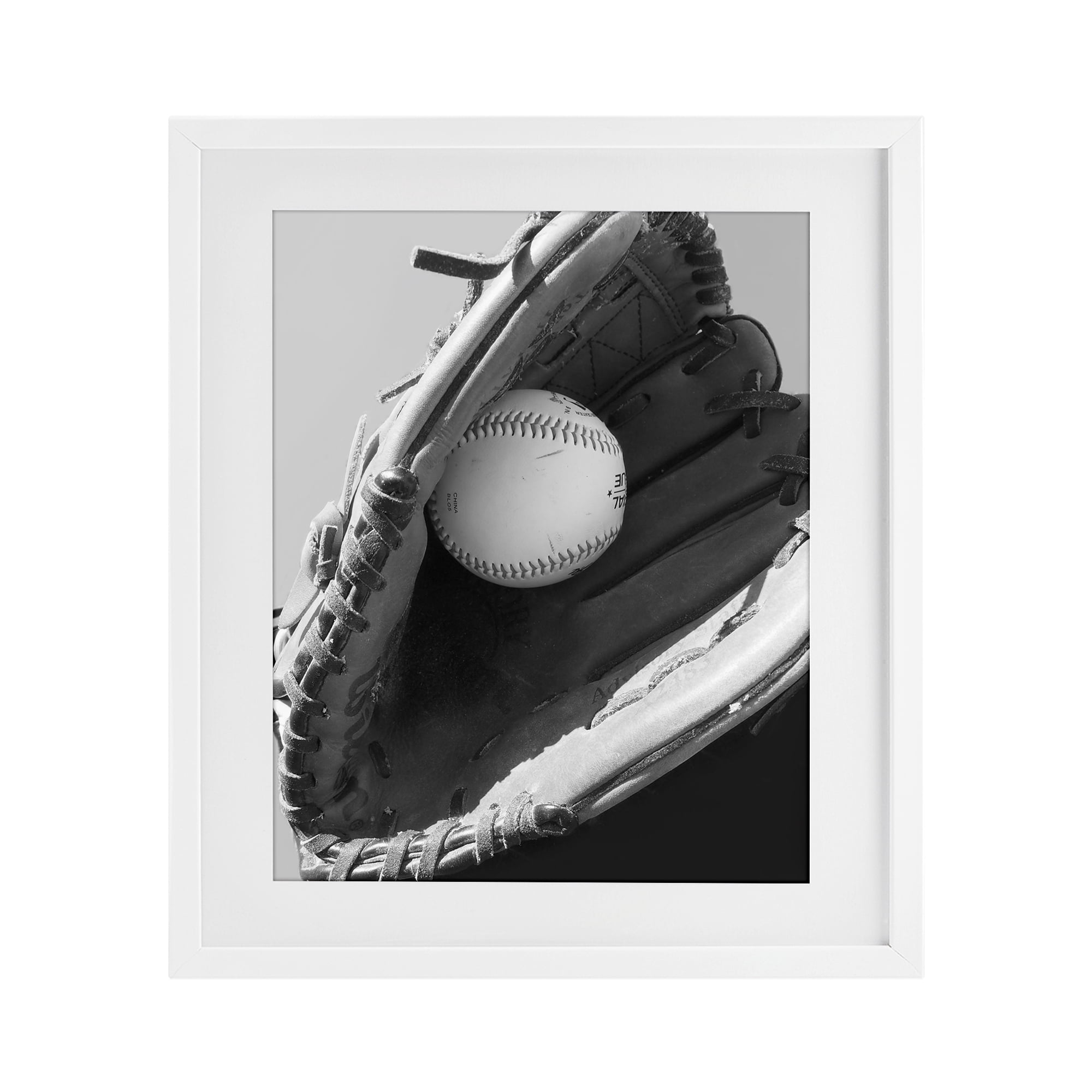 Stupell Industries Nice Catch Baseball White Framed Print Under Glass, design by Marcus Prime