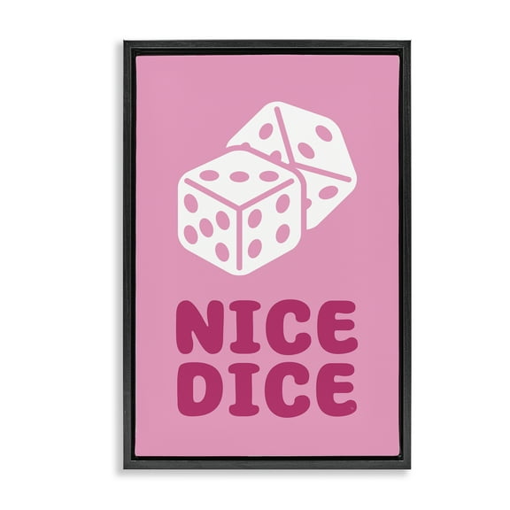 Stupell Industries Nice Dice Phrase Entertainment Painting Black Floater Framed Canvas Art Print Wall Art, 17 x 25