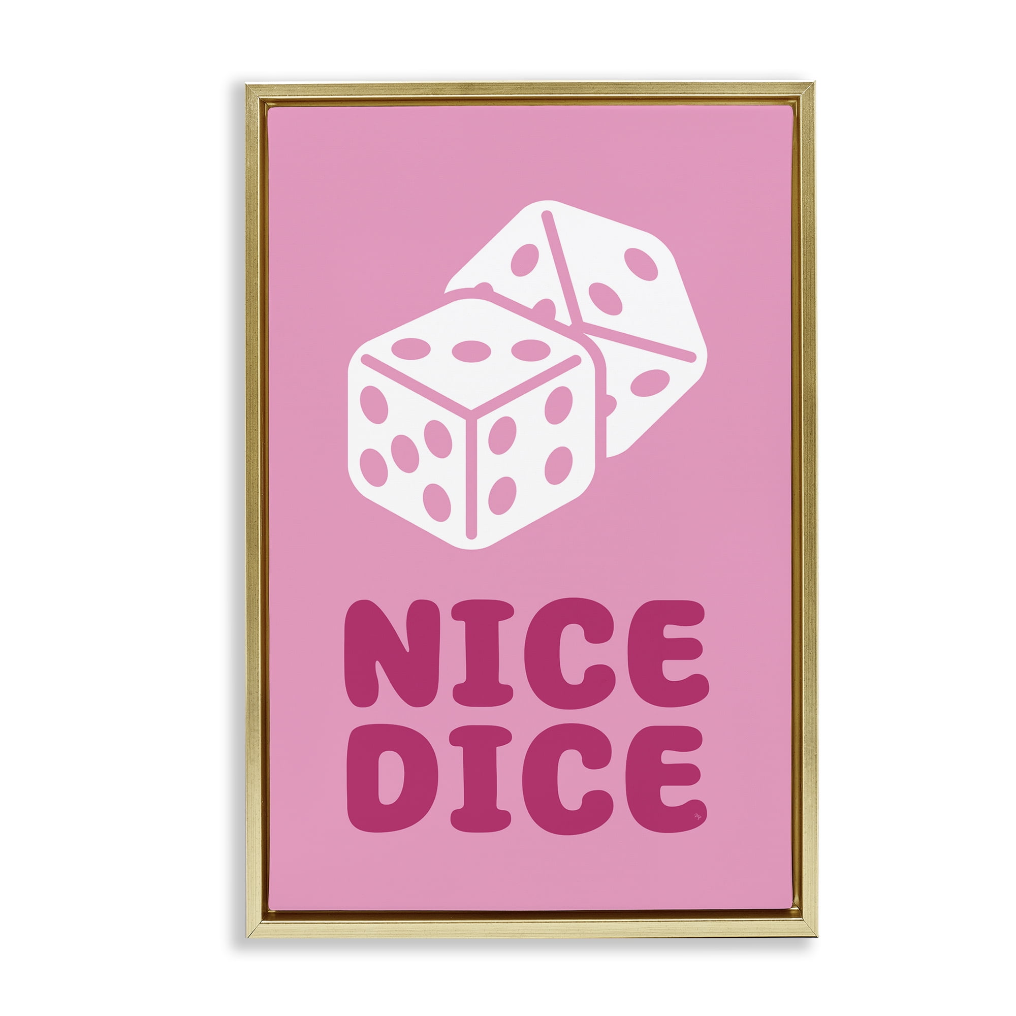 Stupell Industries Nice Dice Phrase Entertainment Painting Gold Floater Framed Canvas Art Print Wall Art, 21 x 31