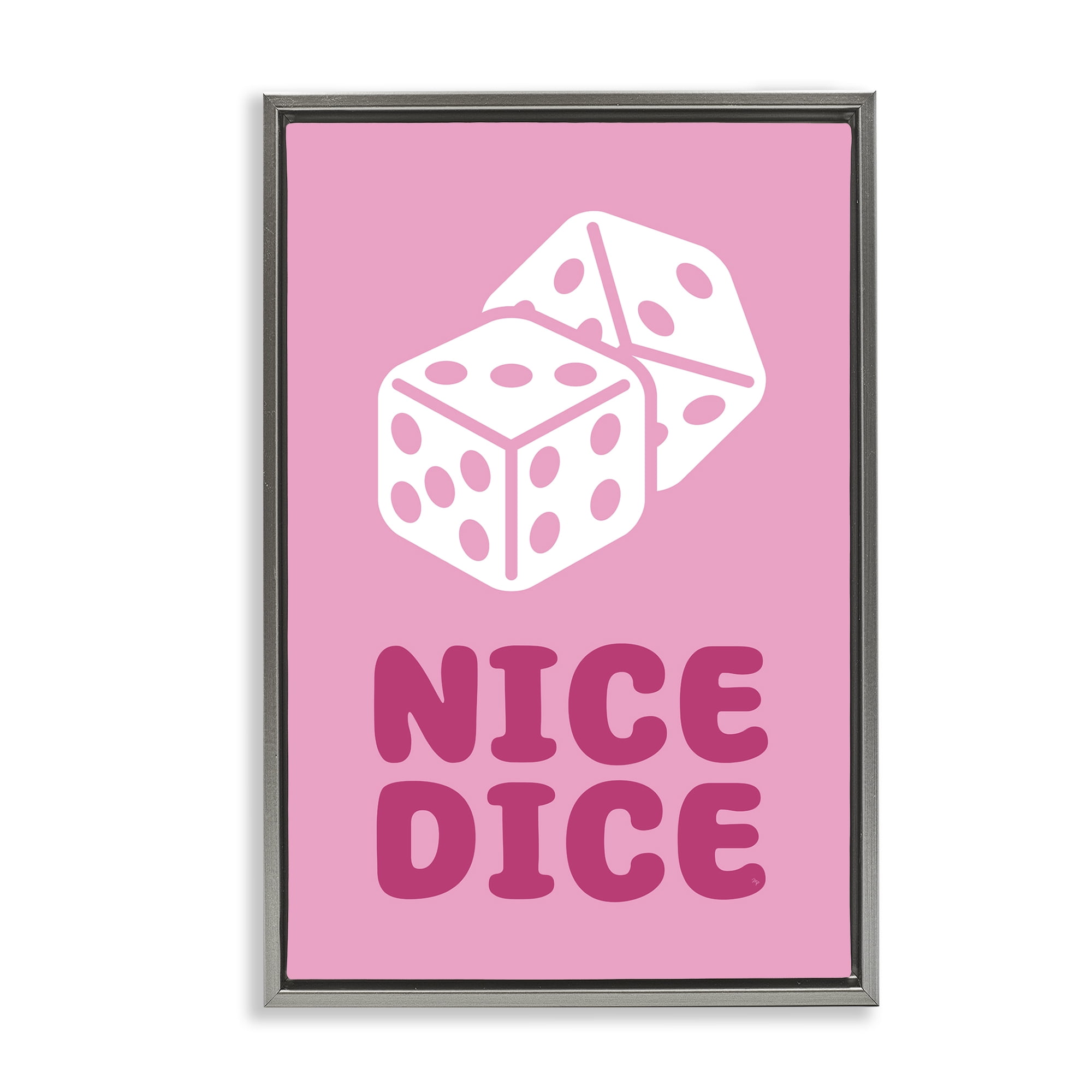 Stupell Industries Nice Dice Phrase Entertainment Painting Gray Floater Framed Canvas Art Print Wall Art, 21 x 31