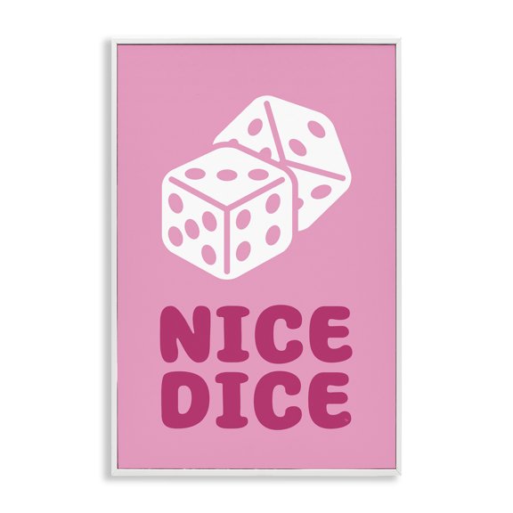 Stupell Industries Nice Dice Phrase Entertainment Painting White Framed Art Print Wall Art, 12 x 18