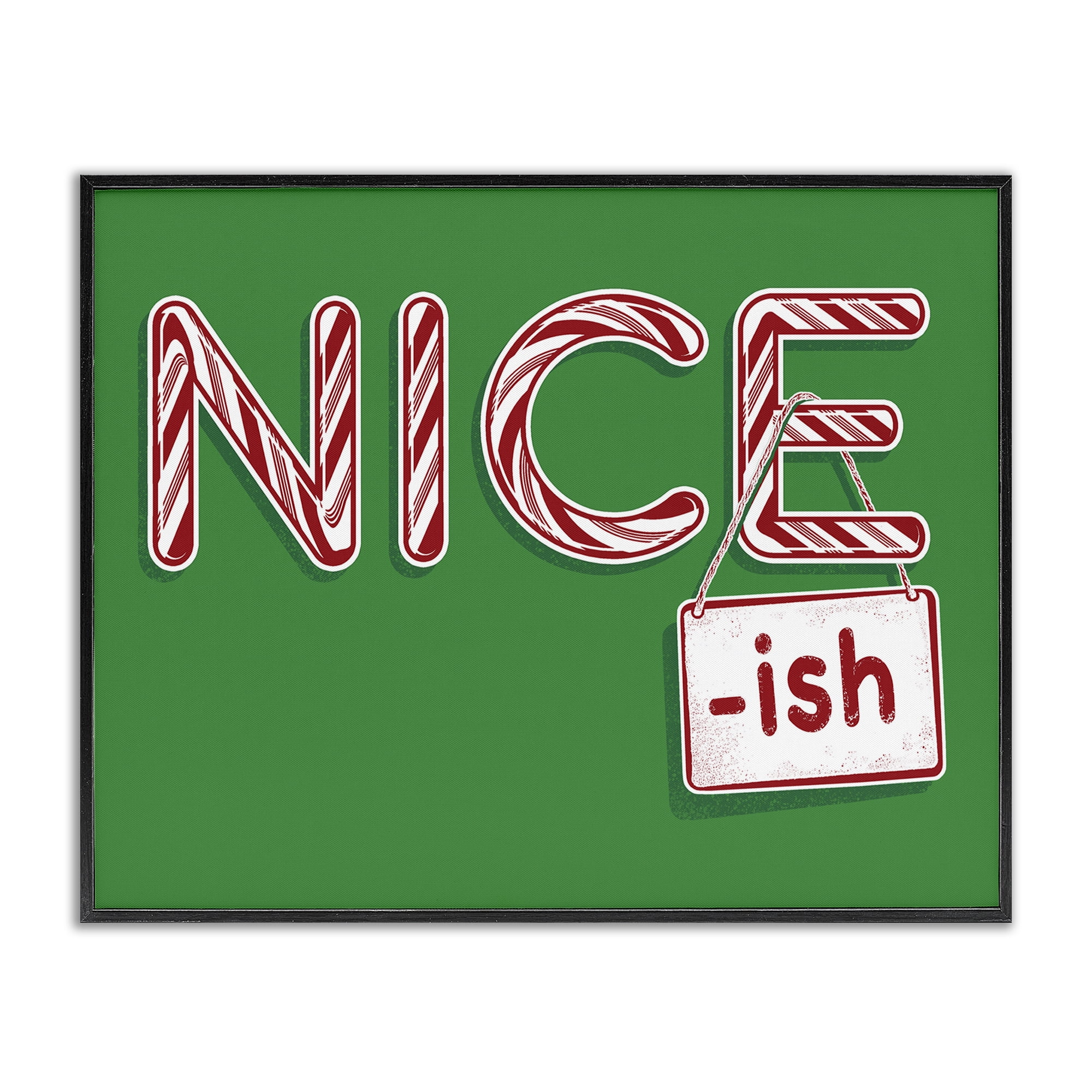 Stupell Industries Nice-Ish Holiday Humor Holiday Painting Black Framed Art Prints Wall Art, 20 x 16