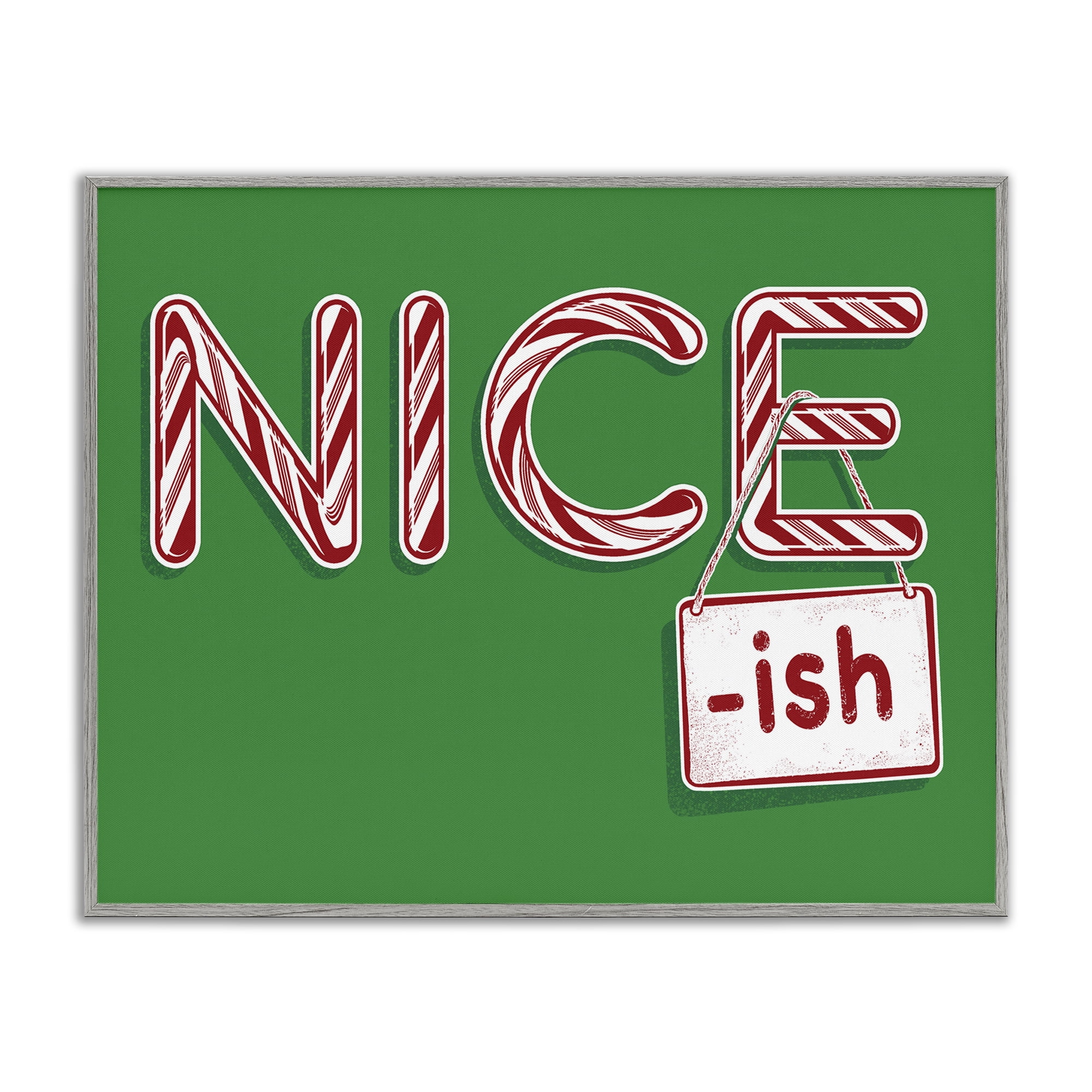 Stupell Industries Nice-Ish Holiday Humor Holiday Painting Gray Framed Art Prints Wall Art, 30 x 24