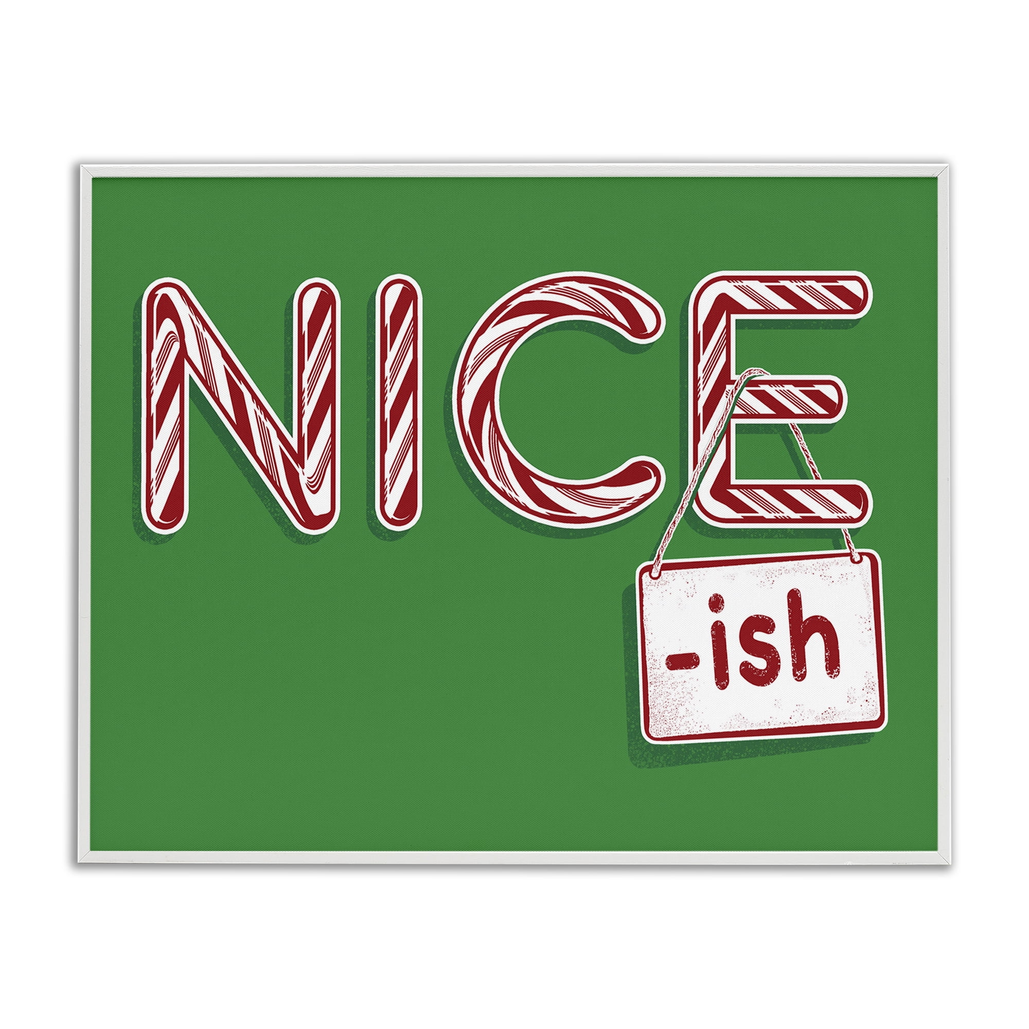 Stupell Industries Nice-Ish Holiday Humor Holiday Painting White Framed Art Prints Wall Art, 30 x 24