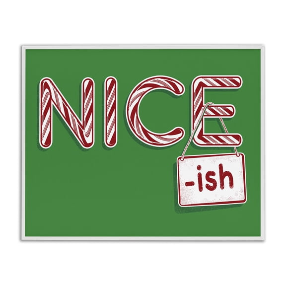 Stupell Industries Nice-Ish Holiday Humor Holiday Painting White Framed Art Prints Wall Art, 30 x 24