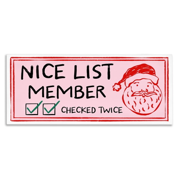 Stupell Industries Nice List Santa Ticket Canvas Wall Art design by JJ Design House LLC, 10 x 24