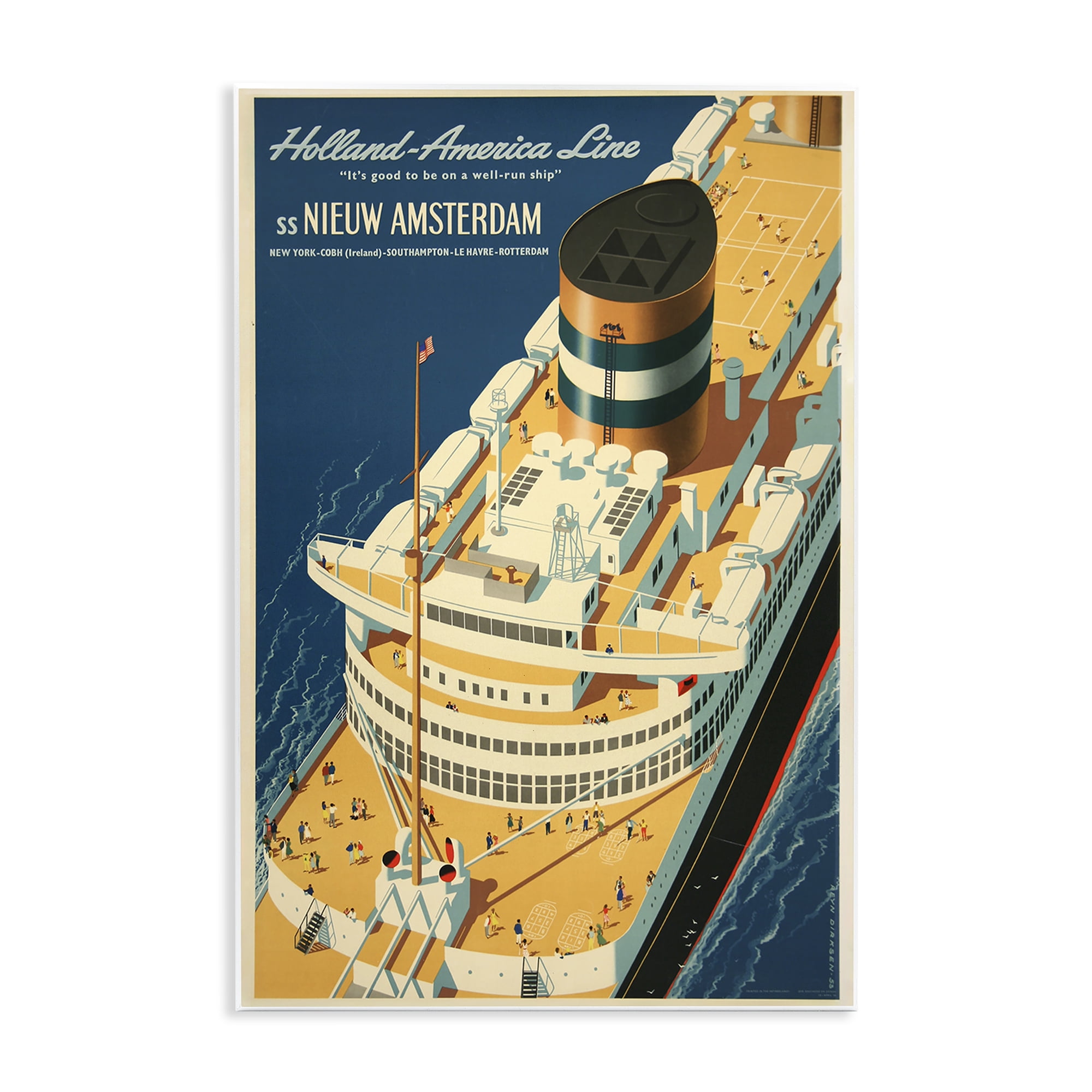 Stupell Industries Nieuw Amsterdam Cruise Ship Wall Plaque Art, design by Vintage Posters