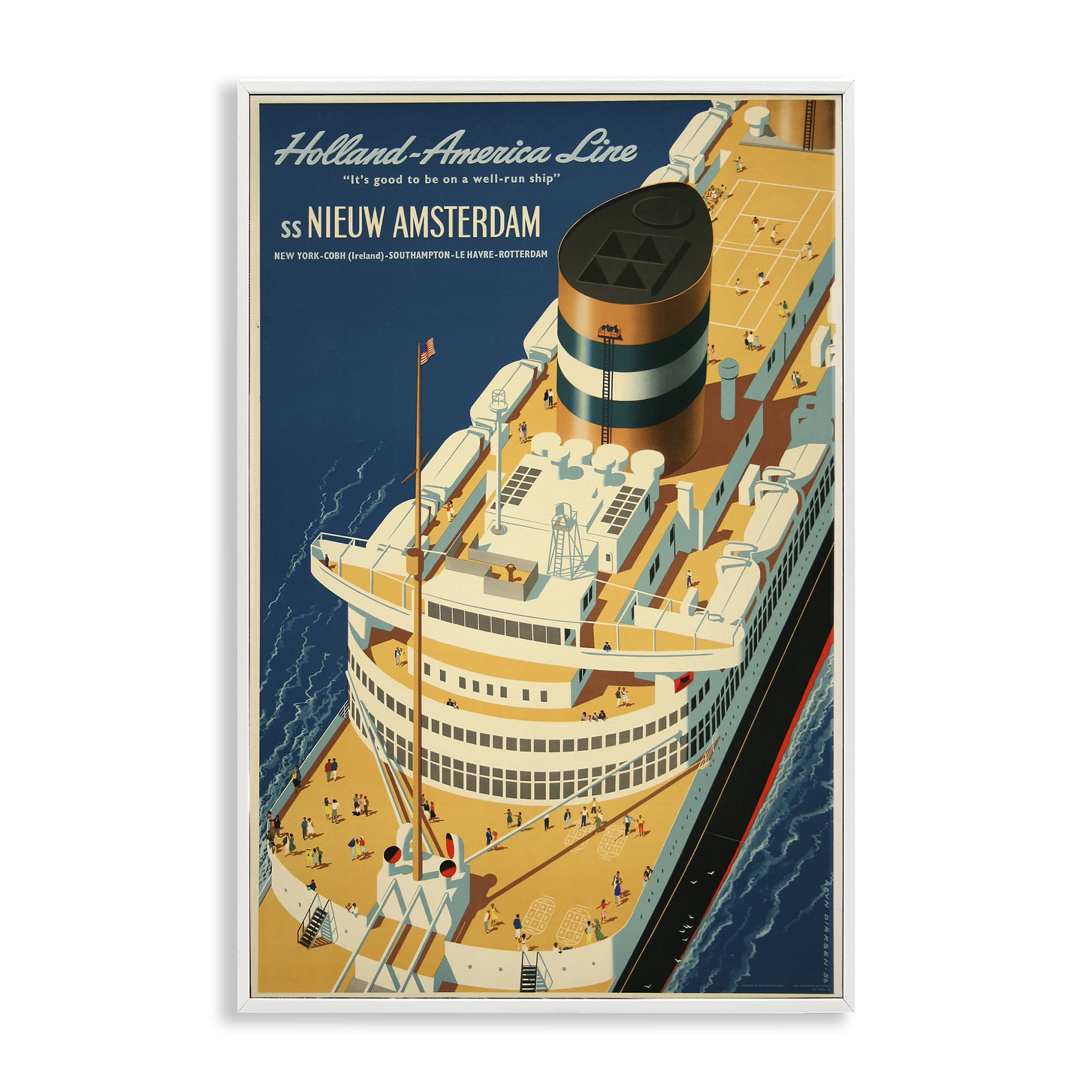 Stupell Industries Nieuw Amsterdam Cruise Ship White Framed Giclee Art, design by Vintage Posters