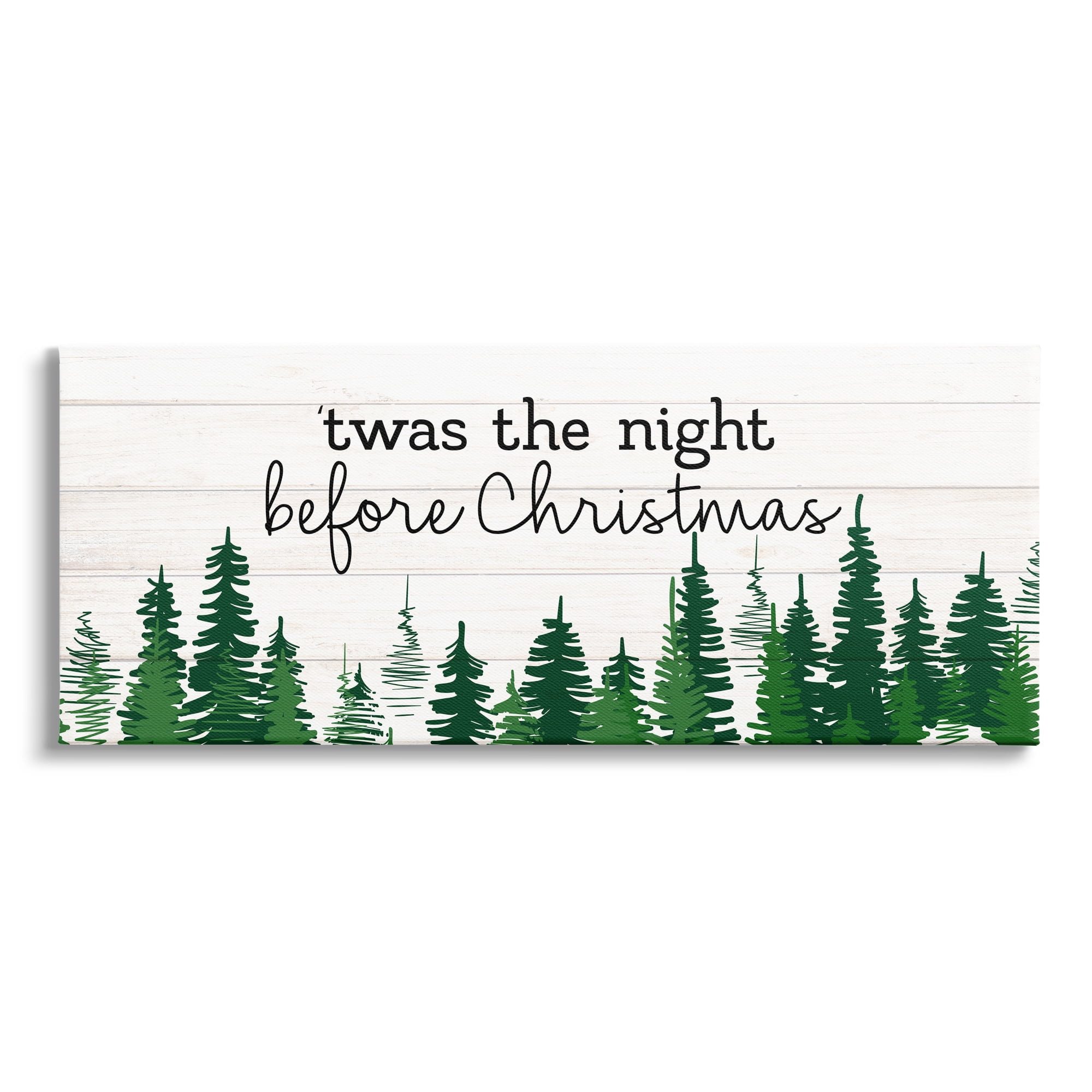 Stupell Industries Night Before Christmas Trees Holiday Painting Gallery Wrapped Canvas Print Wall Art, 24 x 10