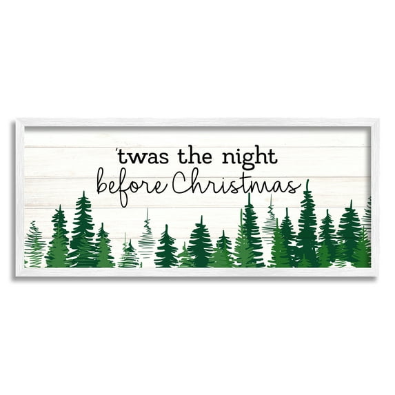 Stupell Industries Night Before Christmas Trees Holiday Painting White Framed Art Print Wall Art, 30 x 13
