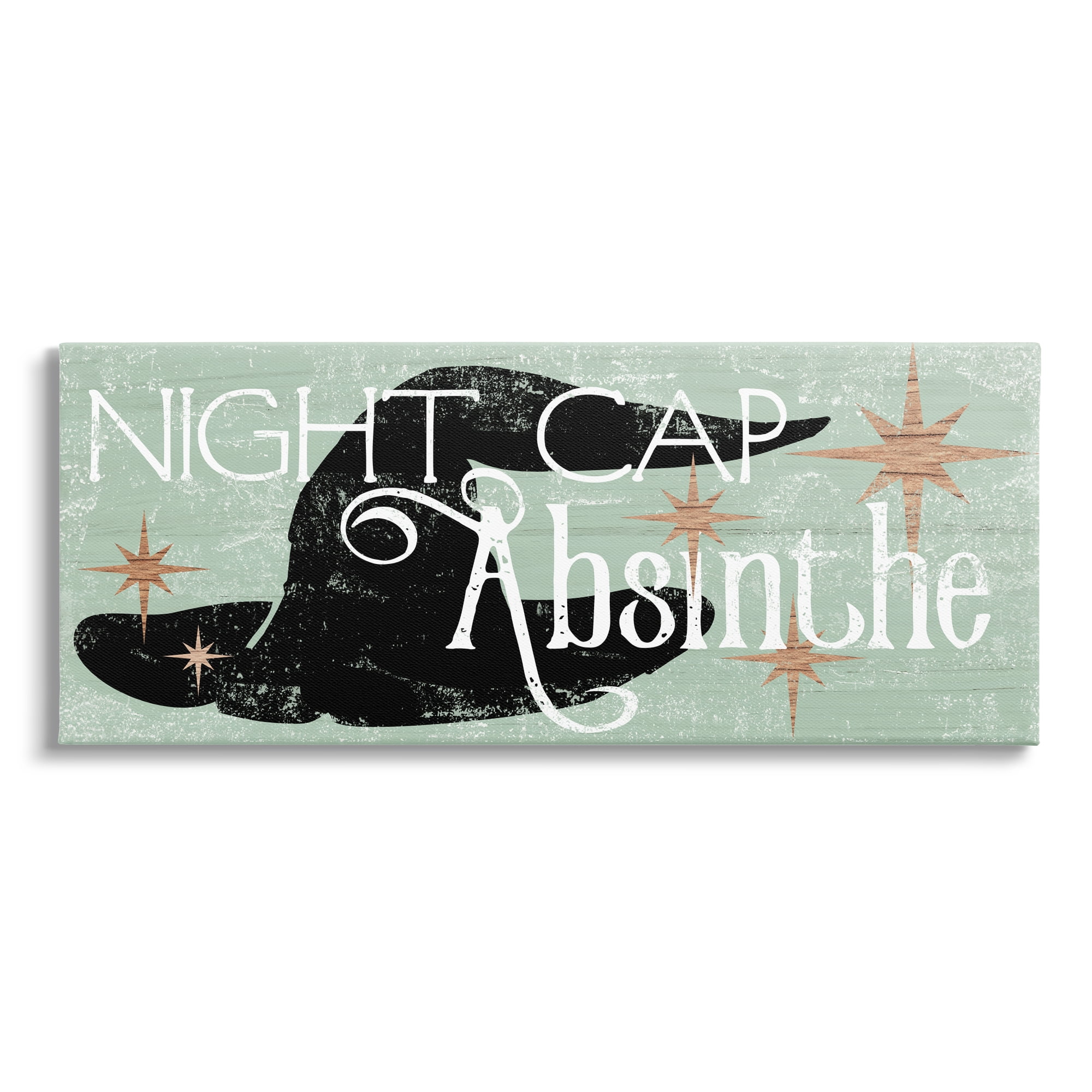 Stupell Industries Night Cap Absinth Weathered Witch Hat Vintage Sign Graphic Art Gallery Wrapped Canvas Print Wall Art, Design by Daphne Polselli