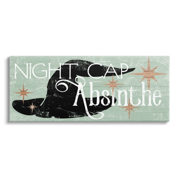 Stupell Industries Night Cap Absinth Weathered Witch Hat Vintage Sign Graphic Art Gallery Wrapped Canvas Print Wall Art, Design by Daphne Polselli