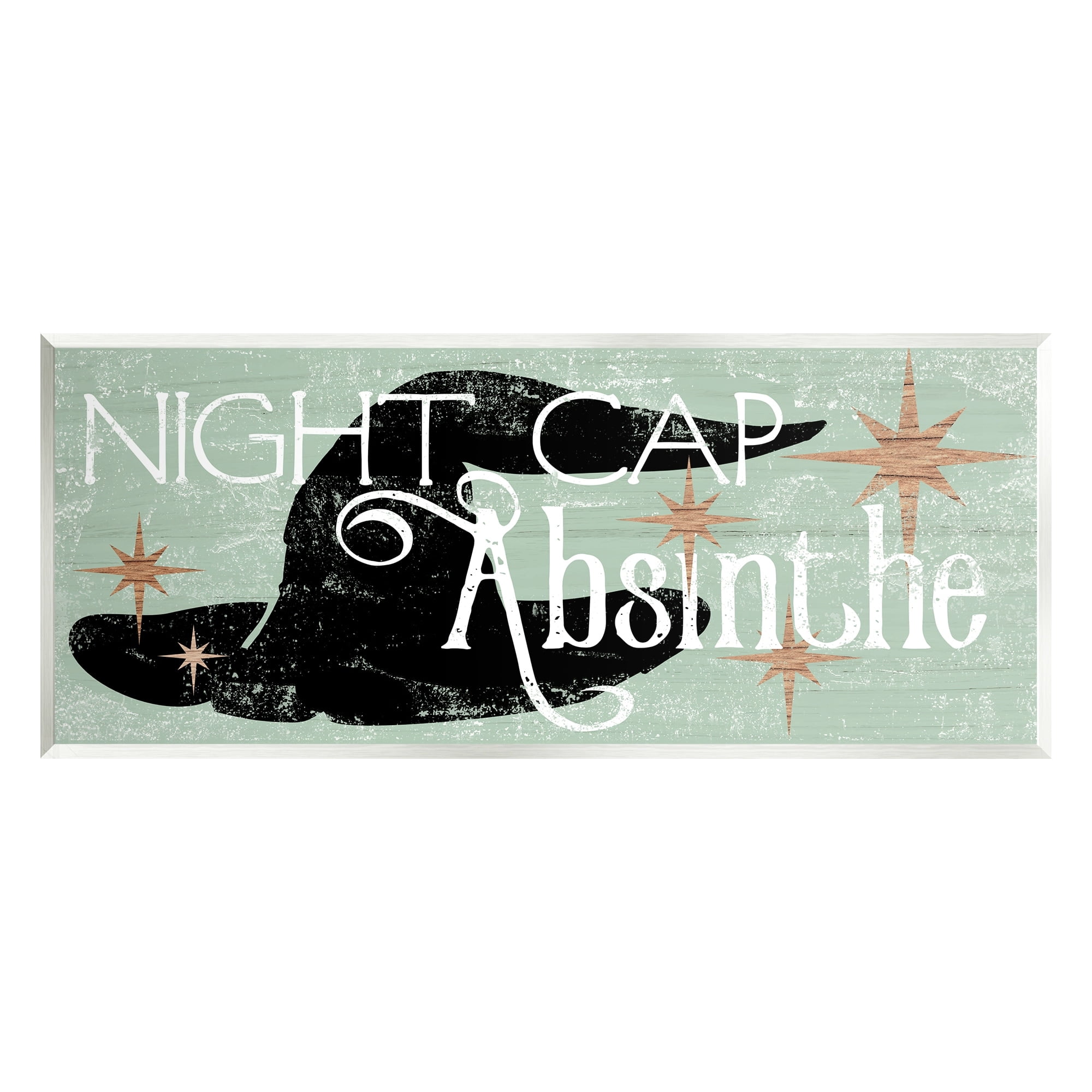 Stupell Industries Night Cap Absinth Weathered Witch Hat Vintage Sign Graphic Art Unframed Art Print Wall Art, Design by Daphne Polselli
