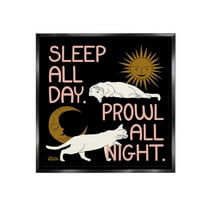 Stupell Industries Night & Day Cats Animals & Insects Painting Black Floater Framed Canvas Art Print Wall Art, 18 x 18