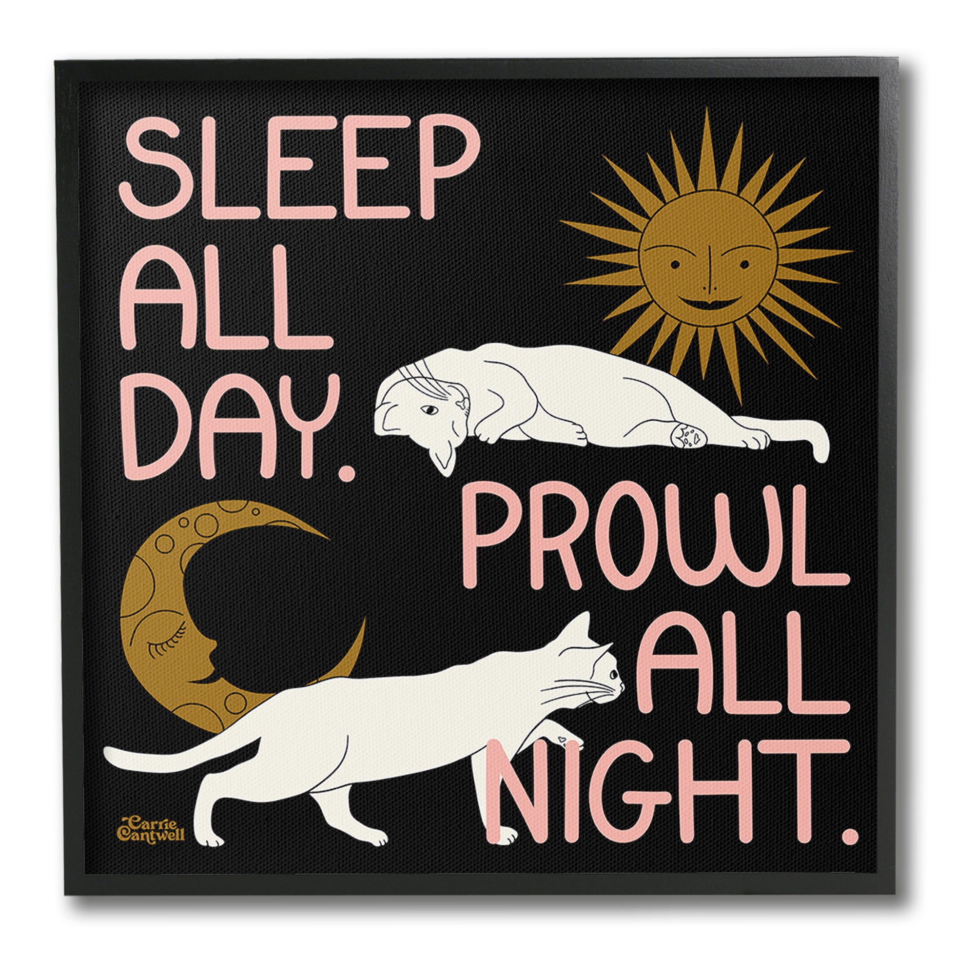 Stupell Industries Night & Day Cats Animals & Insects Painting Black Framed Art Print Wall Art, 12 x 12