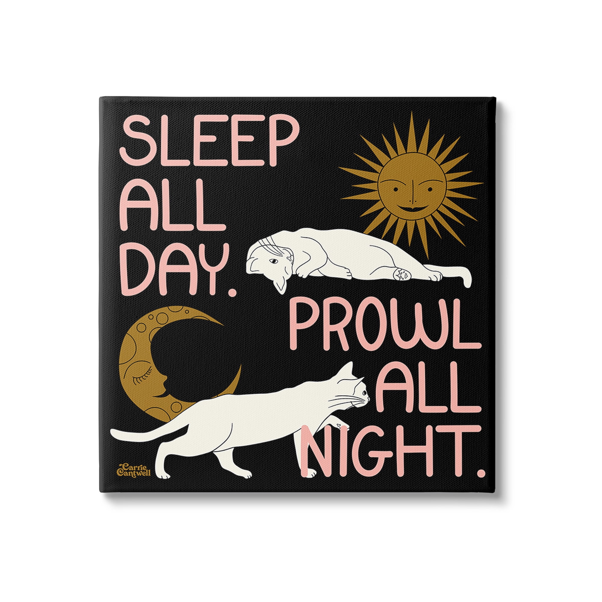 Stupell Industries Night & Day Cats Animals & Insects Painting Gallery Wrapped Canvas Art Print Wall Art, 24 x 24