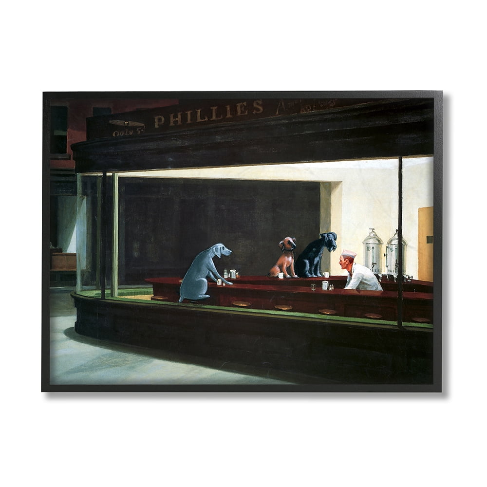 Stupell Industries Night Dogs Classic Alternative Painting Family Pet Black Framed by Chameleon Design, Inc.