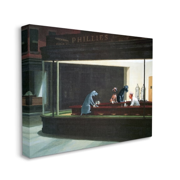 Stupell Industries Night Dogs Classic Alternative Painting Family Pet Canvas Wall Art by Chameleon Design, Inc.