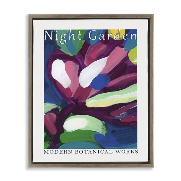 Stupell Industries Night Garden Abstract Abstract Painting Brown Floater Framed Canvas Art Print Wall Art, 25 x 31