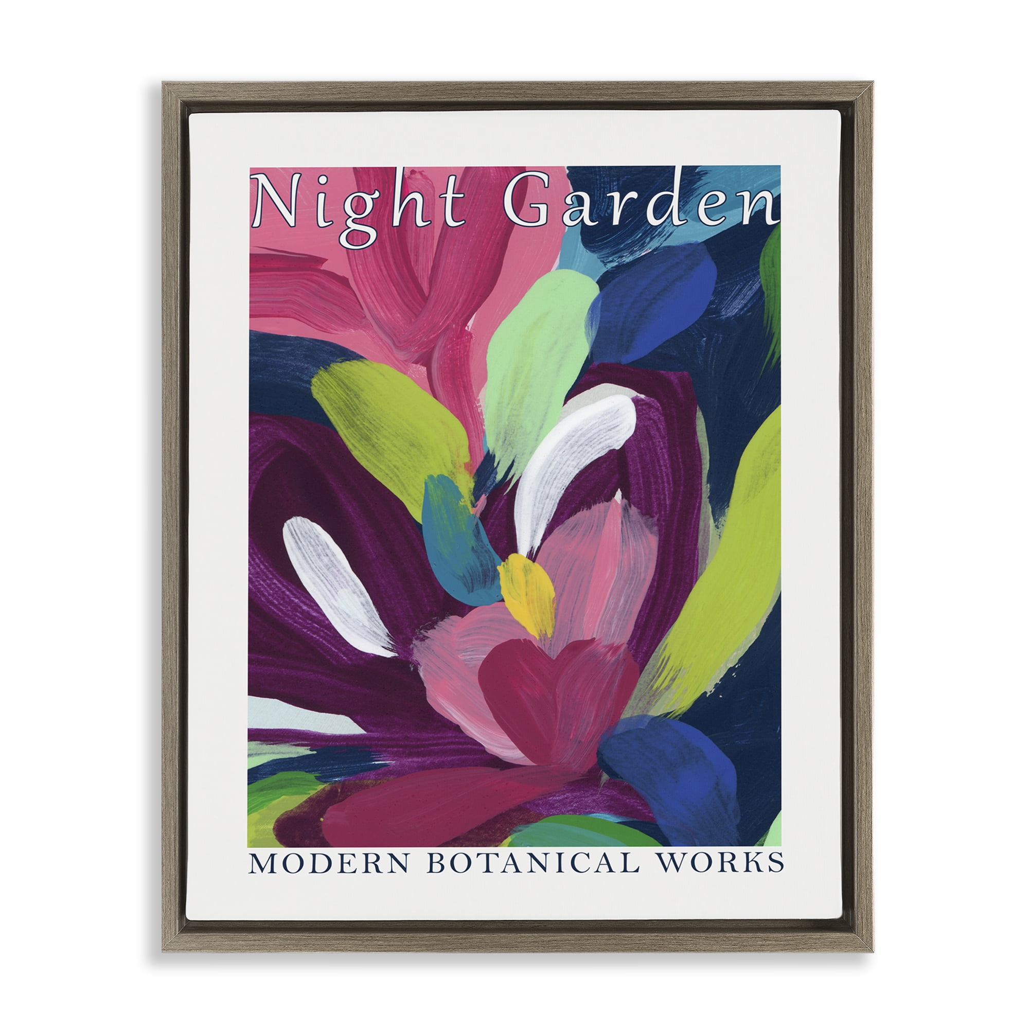 Stupell Industries Night Garden Museum Abstract Painting Brown Floater Framed Canvas Art Print Wall Art, 17 x 21