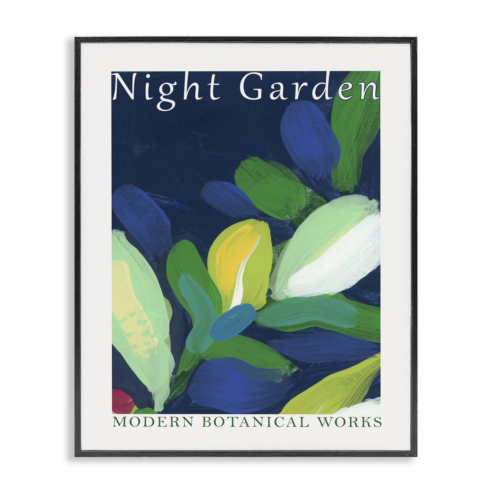 Stupell Industries Night Garden Poster Abstract Painting Black Framed Art Print Wall Art, 16 x 20