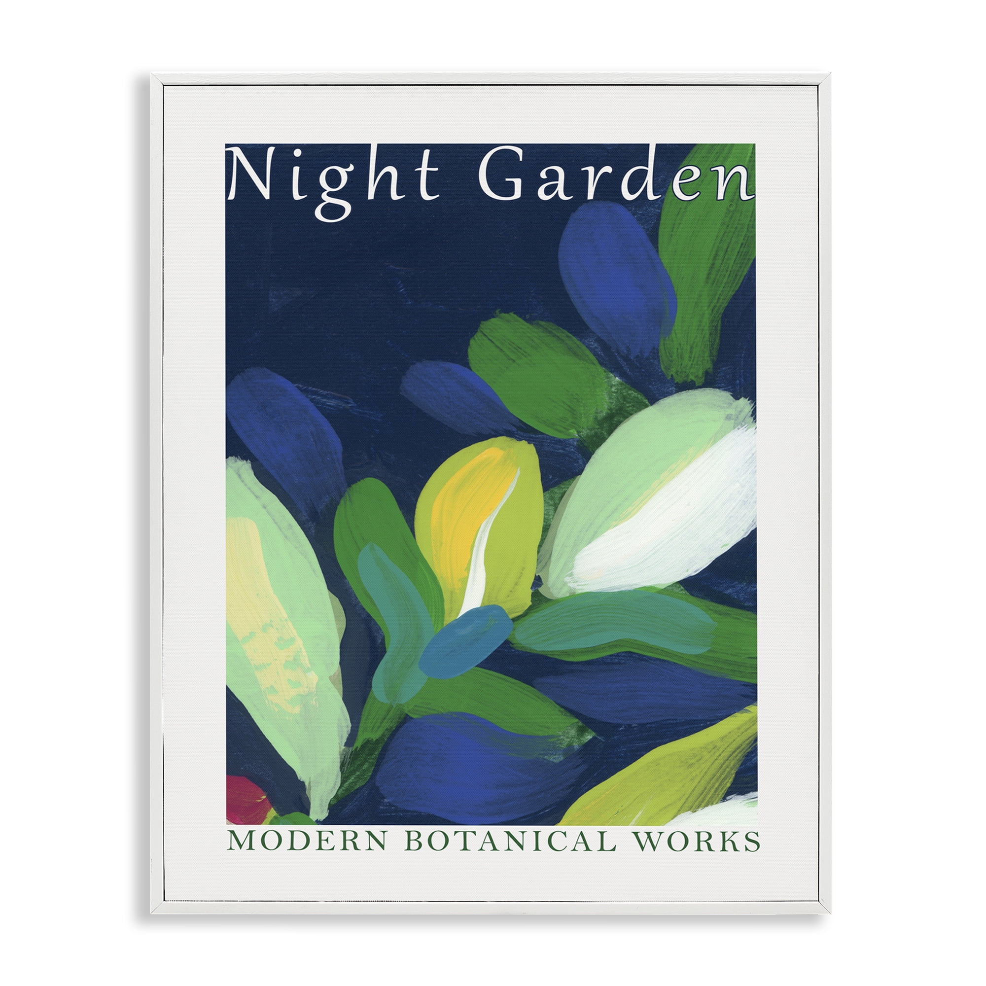 Stupell Industries Night Garden Poster Abstract Painting White Framed Art Print Wall Art, 16 x 20